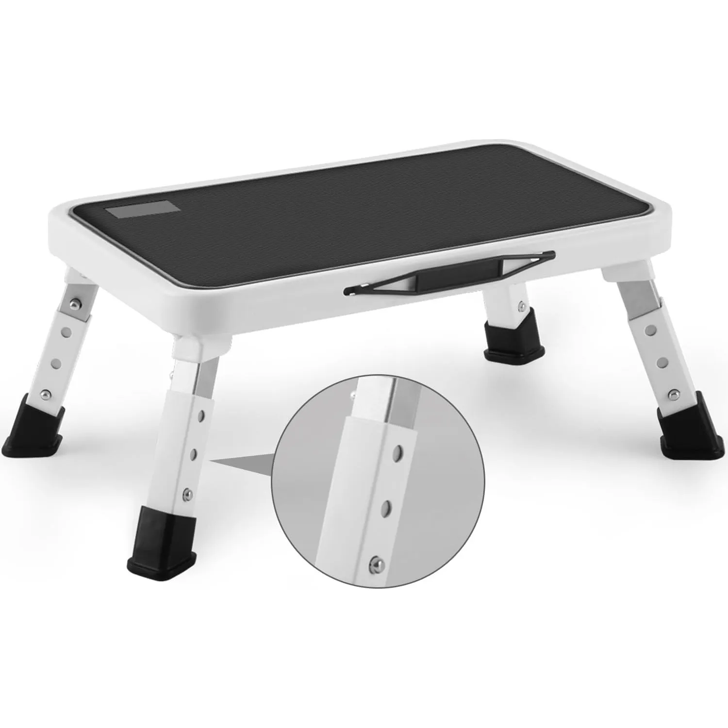 HBTower Tritthocker klappbar, höhenverstellbar, Trittleiter mit Rutschfester Plattform, bis 150 kg belastbar, Stufenlei…
