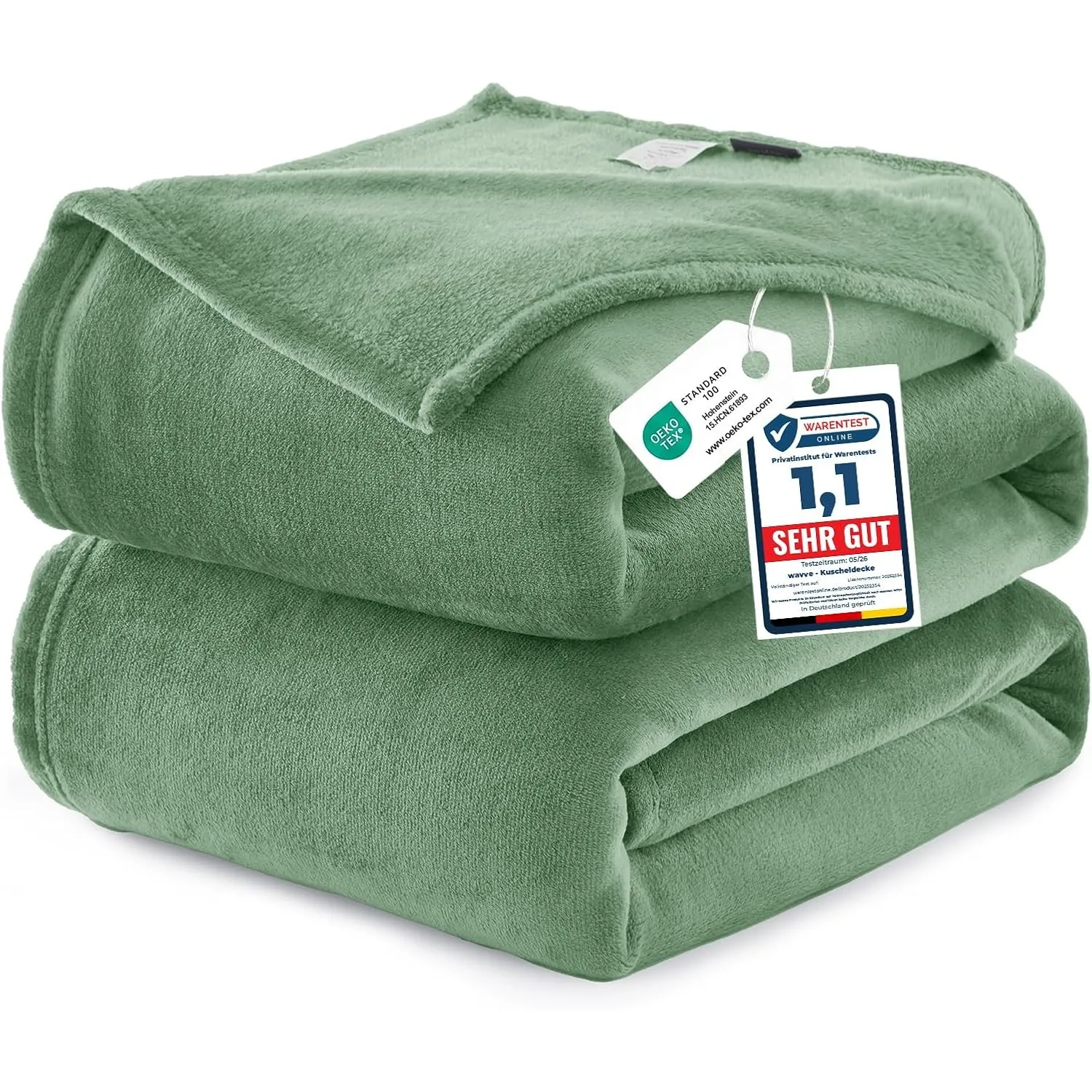 WAVVE Kuscheldecke Flauschig Decke Tagesdecke für Bett, 230x270 Grün
