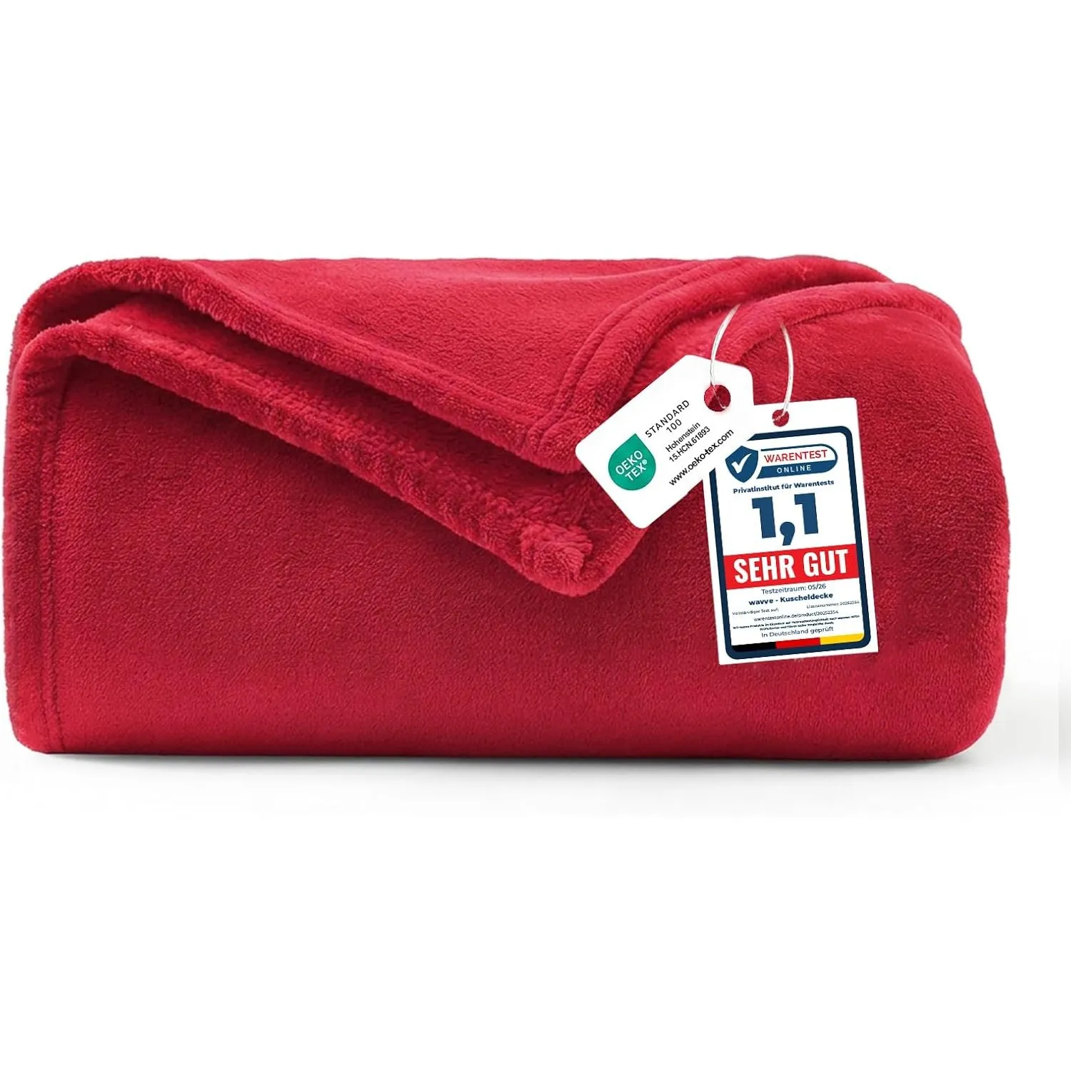 WAVVE Kuscheldecke Flauschig Decke Tagesdecke 150x200 - Sofadecke Rot