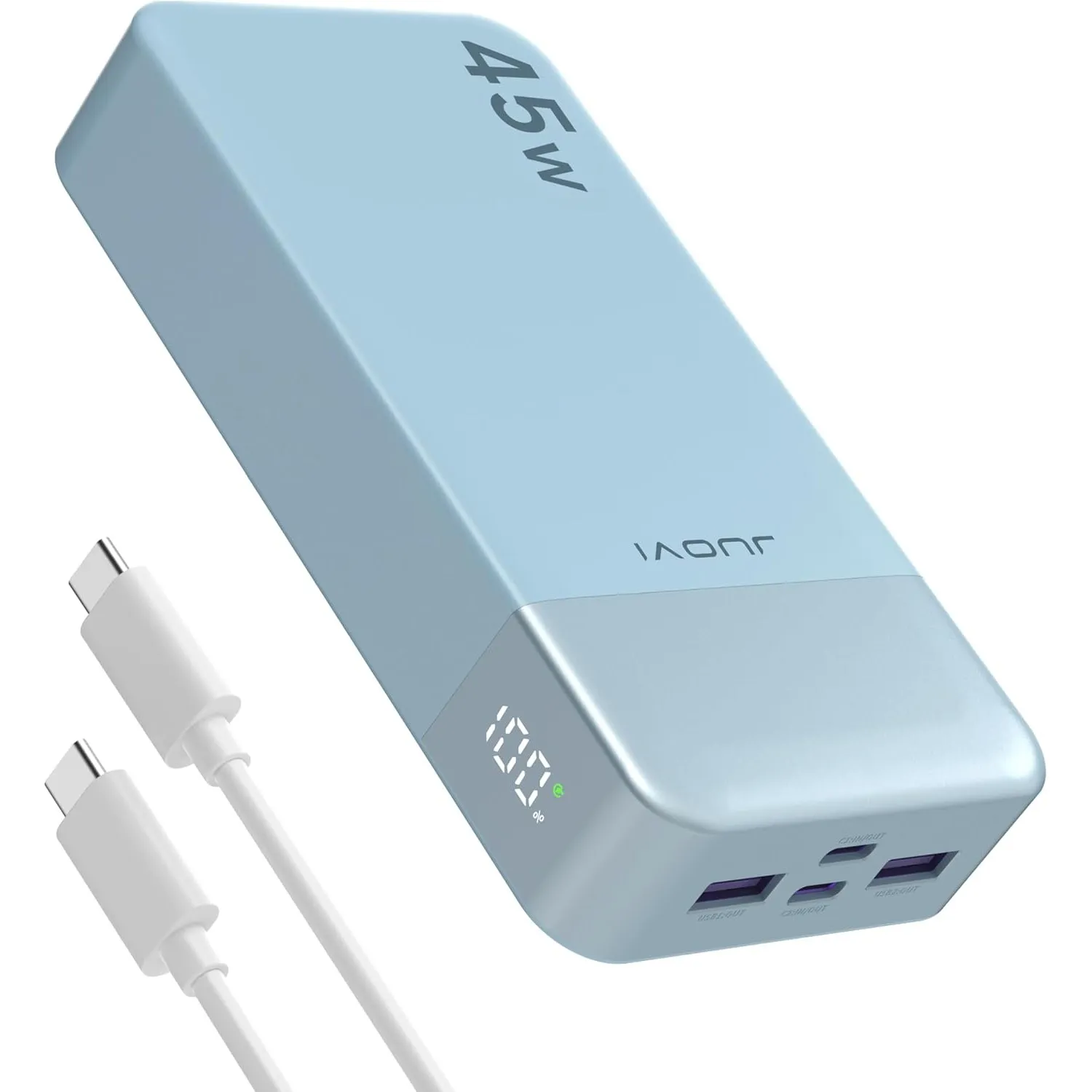 JUOVI Power Bank, Powerbank 20000mAh 45W Schnellladen Externe Handyakkus | Tragbarer Ladegerät Akku Pack 2 USB-C 2 USB-…