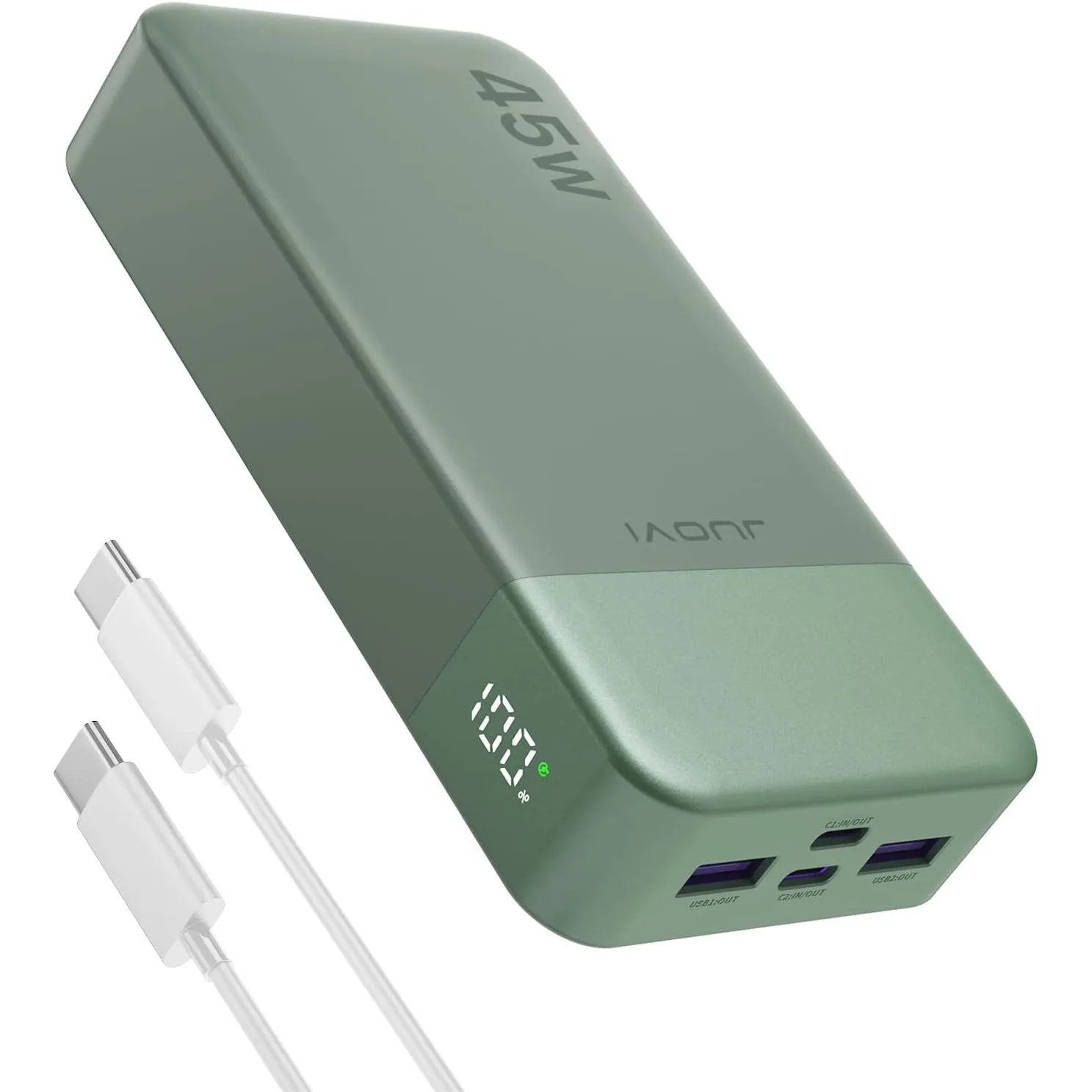 JUOVI Power Bank, Powerbank 20000mAh 45W Schnellladen Externe Handyakkus | Tragbarer Ladegerät Akku Pack 2 USB-C 2 USB-…