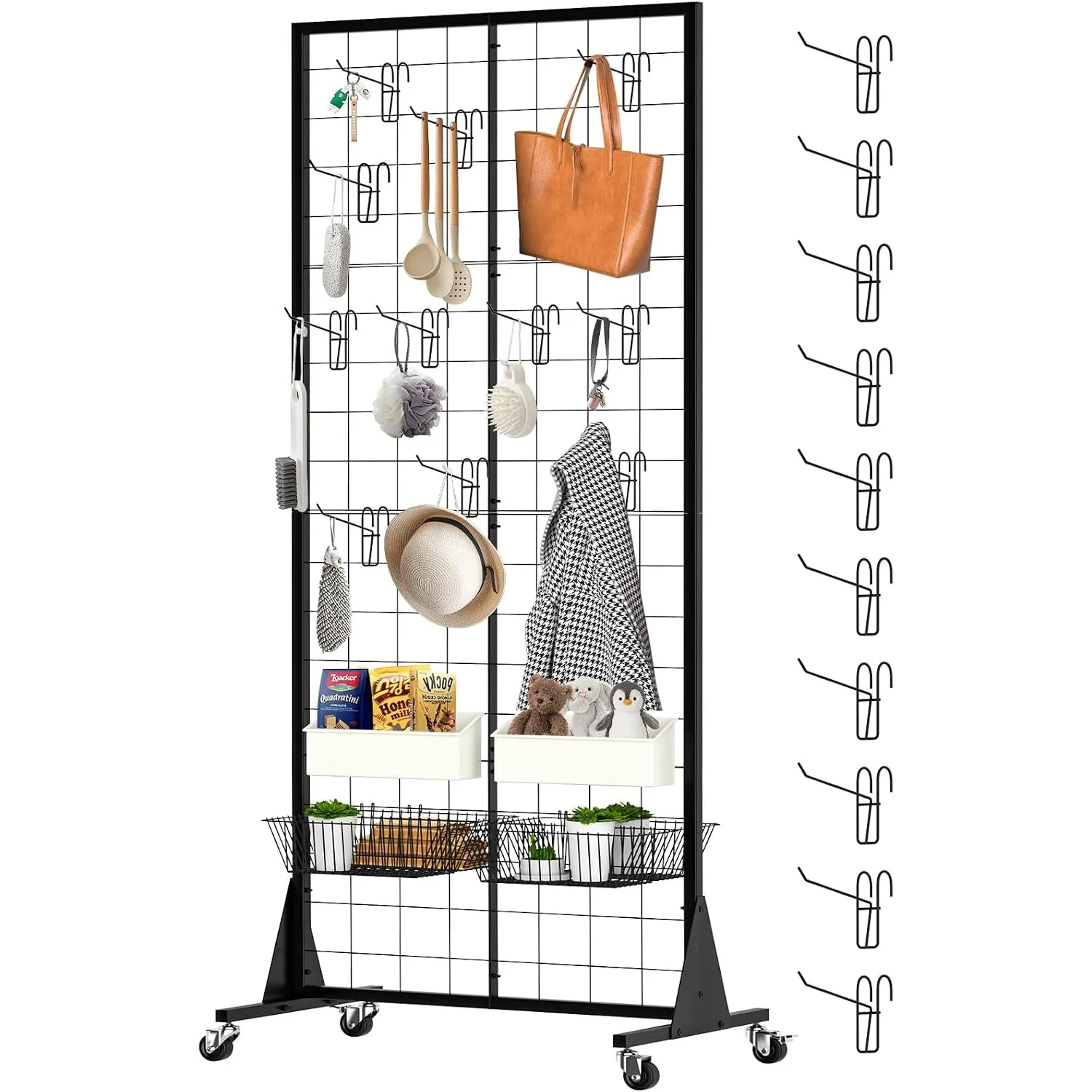 Gitterwand Stehend, Gridwall Präsentationsständer, 60 x 160 cm, Verkaufsstand mit dreieckiger Basis, Strapazierfähig, B…