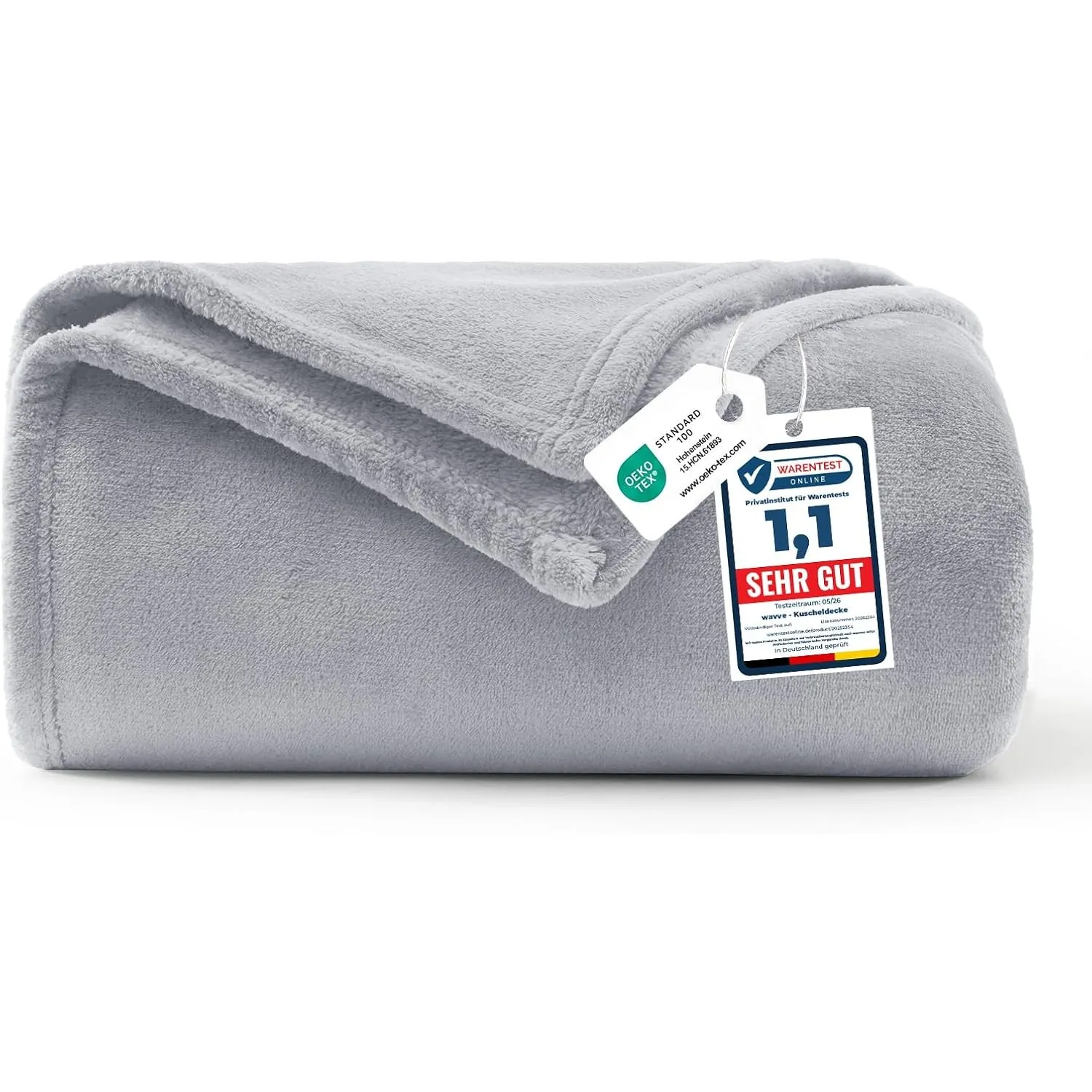 WAVVE Kuscheldecke Flauschig Decke Fleecedecke - Sofadecke Klein Wohndecke Couchdecke, Decke Sofa Weich Hellgrau, Leich…