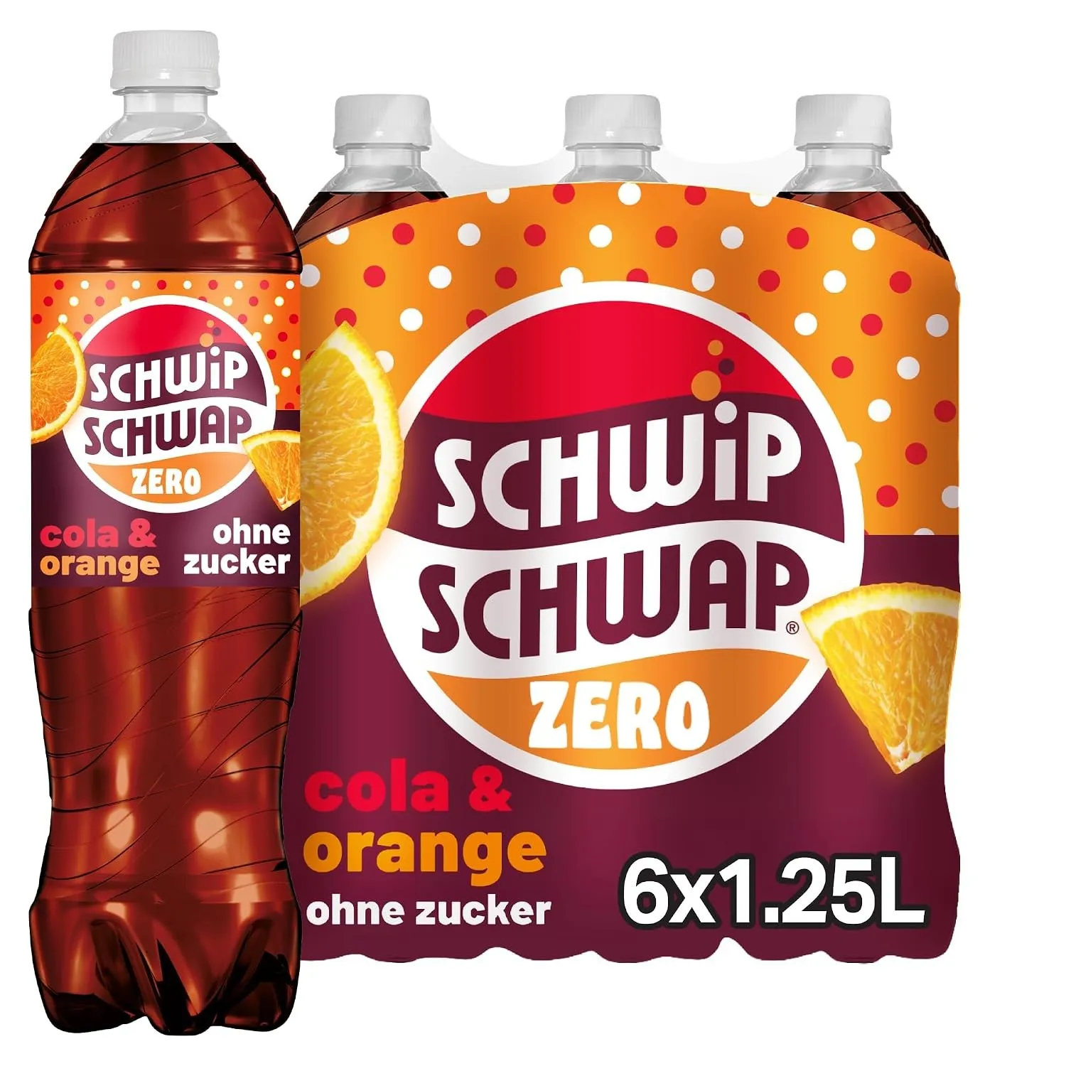 SCHWIPSCHWAP ohne Zucker – Koffeinhaltiges Cola-Erfrischungsgetränk mit Orange in Flaschen aus 100% recyceltem Material…