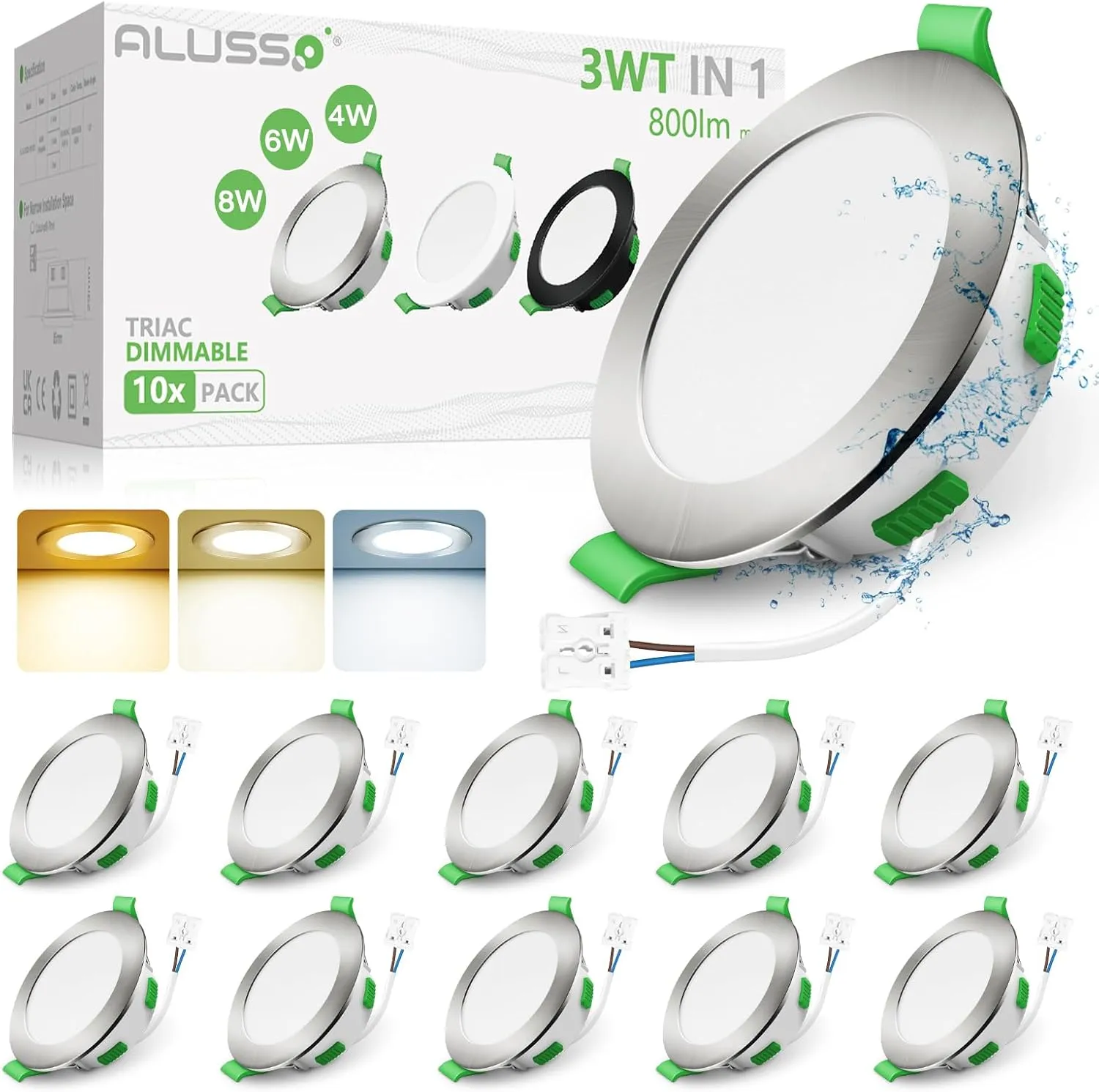 ALUSSO LED Einbaustrahler 230V Dimmbar 68mm LED Spots Flach, 3WT 4W 6W 8W 3CCT 3000K Warmweiß 4000K Neutralweiß 6500K K…