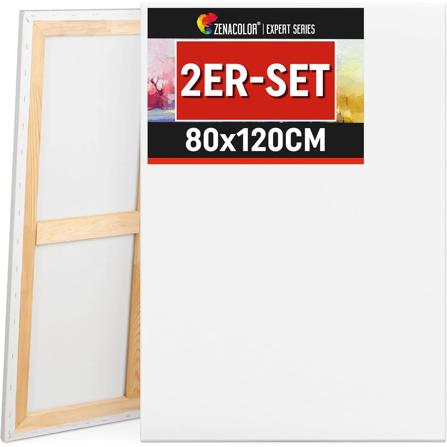 Zenacolor - Leinwand zum Bemalen Groß 80x120 cm - Canvas Set 2 teilig