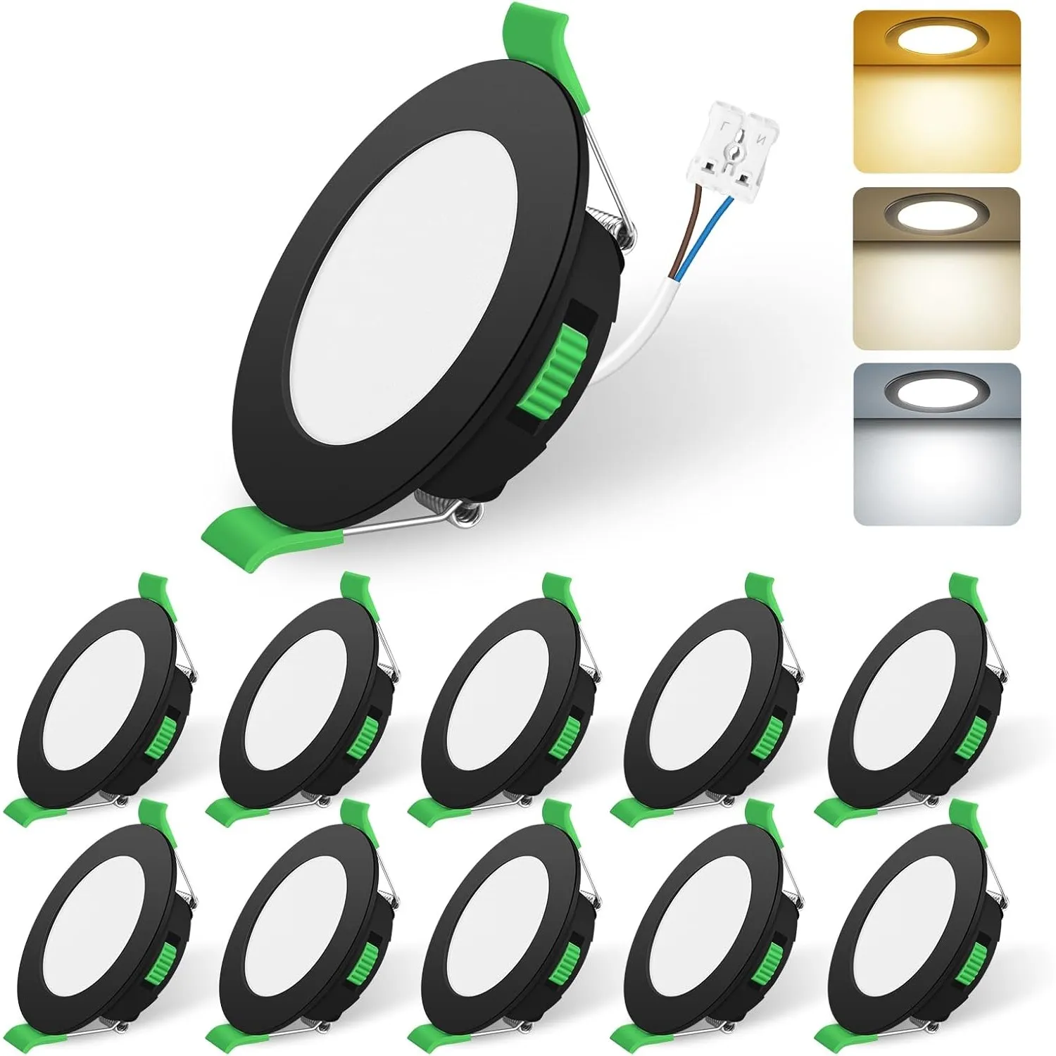 ALUSSO 10 Stück LED Einbaustrahler dimmbar,Ø68-78mm 3CCT IP44 Deckenspots