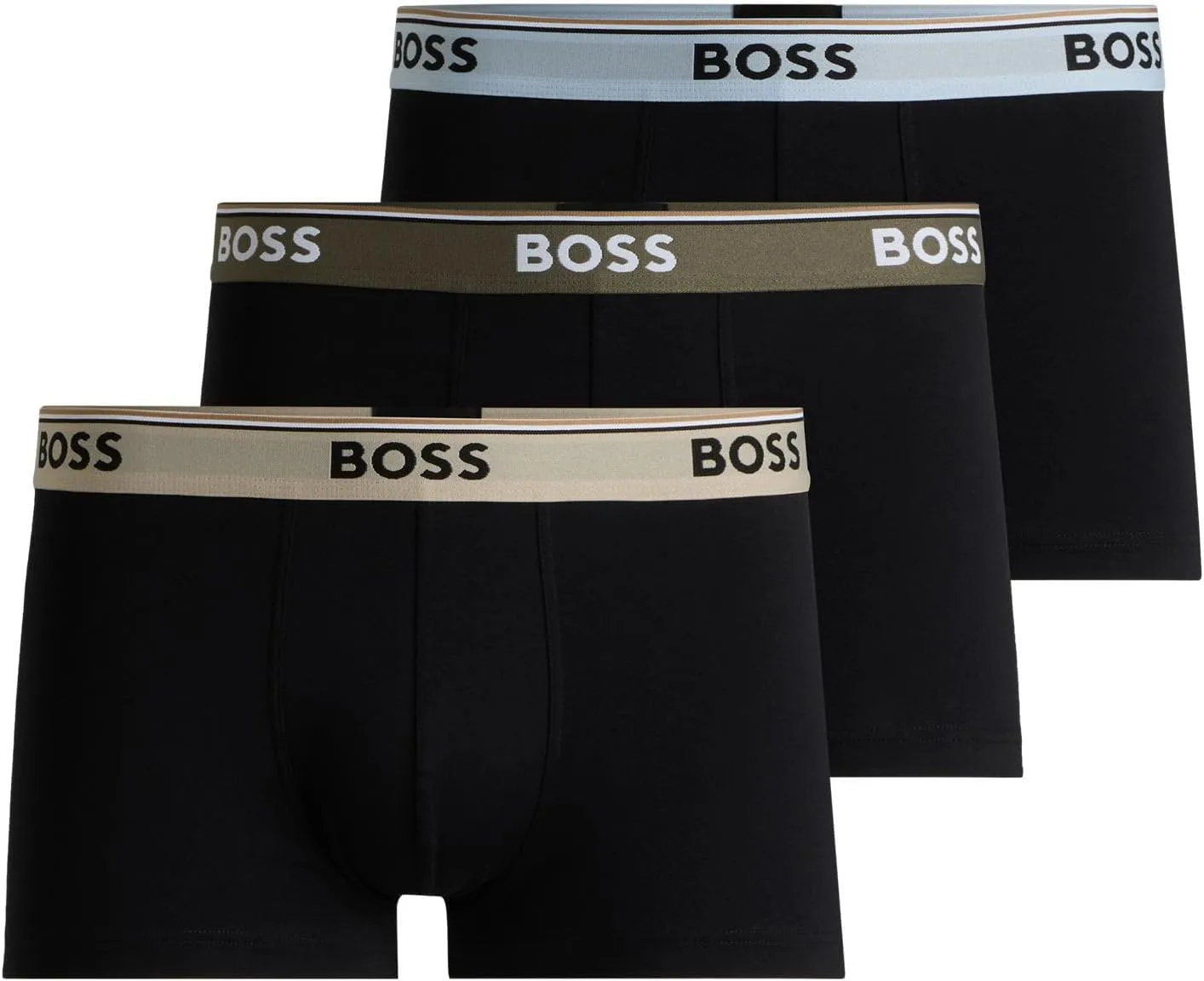 BOSS Herren Trunk 3P Power Dreier-Pack eng anliegende Boxershorts aus Stretch-Baumwolle mit kurzem Bein und Logos am Bund