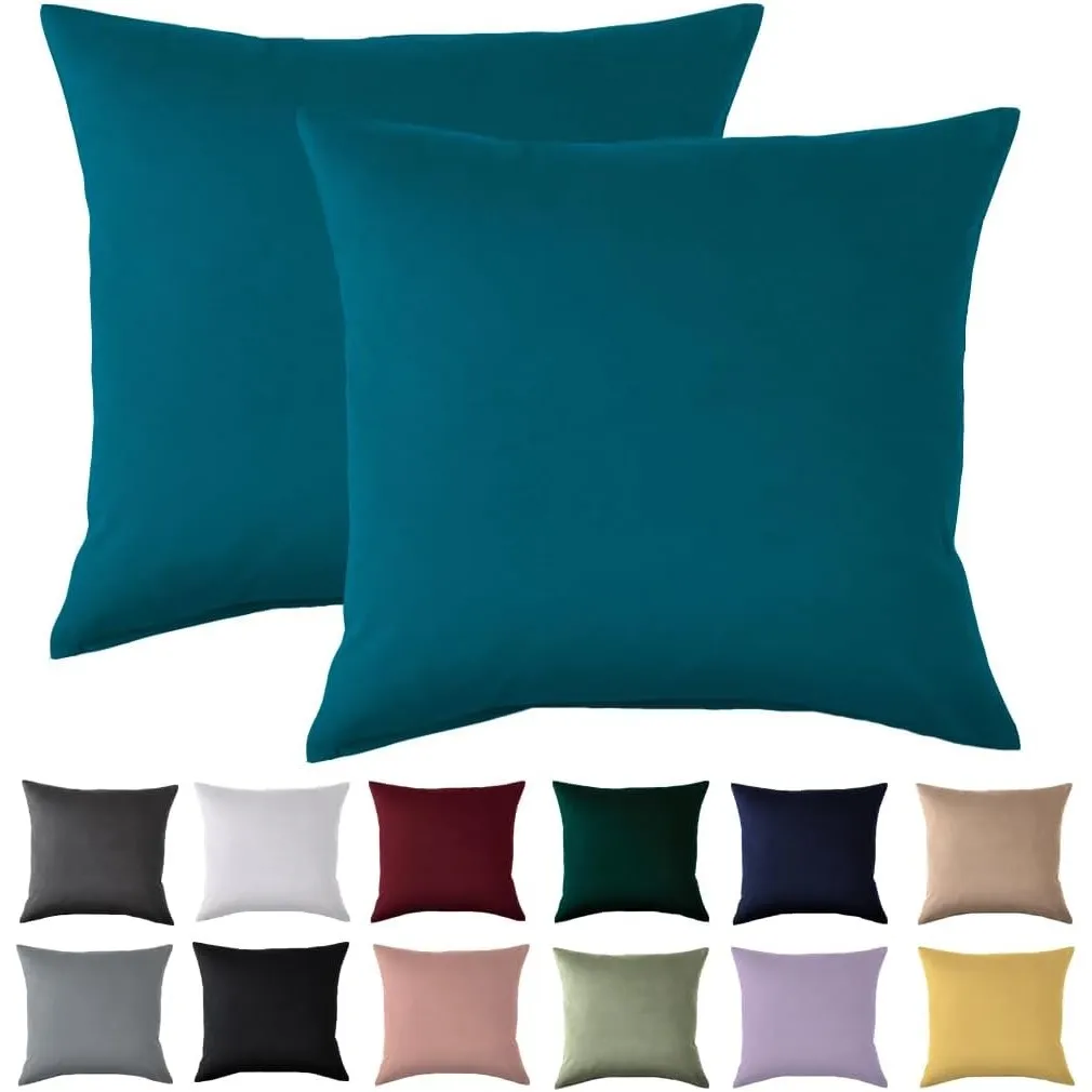 Kissenbezug 80x80 2er Set - Kopfkissenbezug 80 x 80 cm Petrol Für Kissen 100% Mikrofaser Kissenhülle Bügelfrei & Knitte…