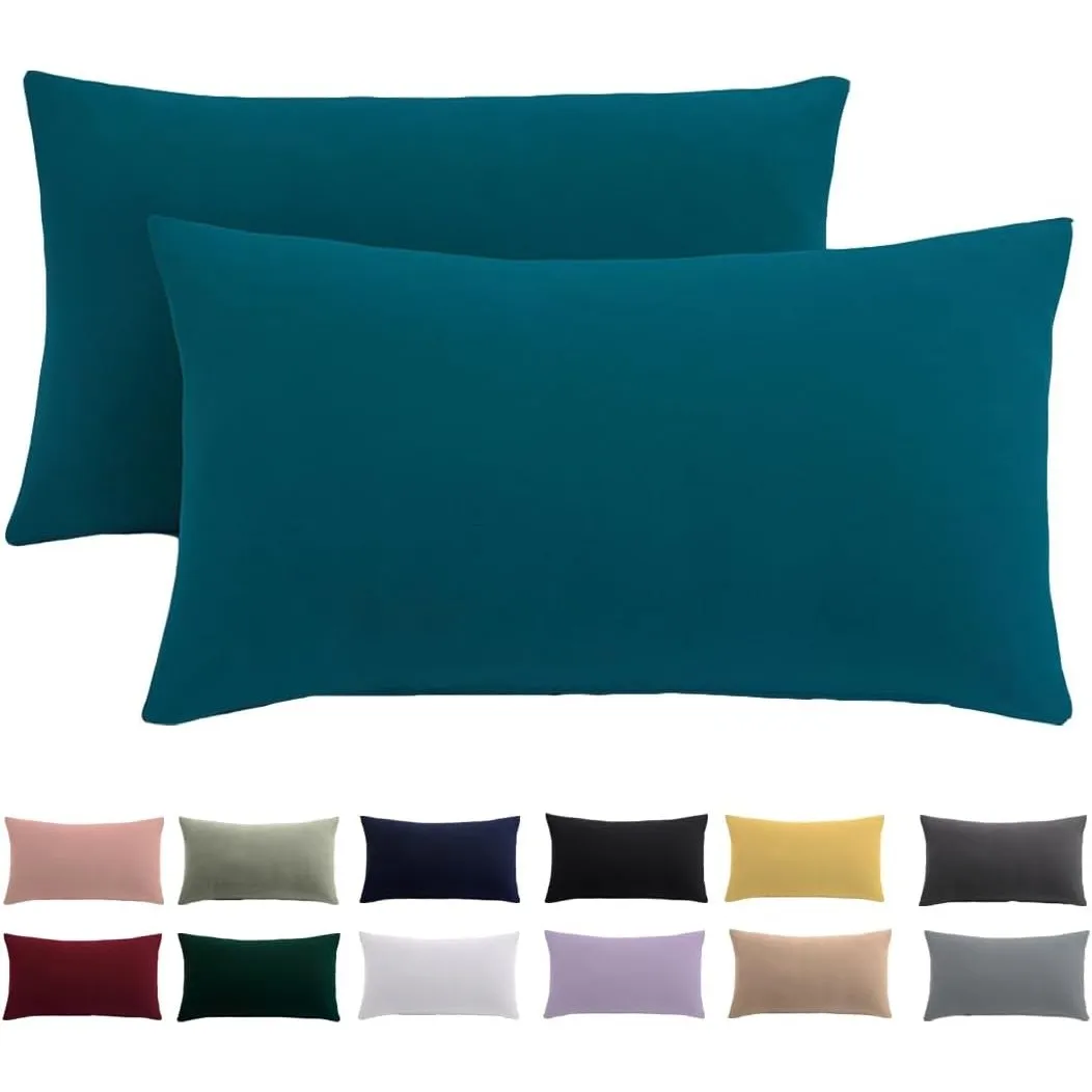 Kissenbezug 40x60 2er Set - Kopfkissenbezug 40 x 60 cm Petrol Für Kissen 100% Mikrofaser Kissenhülle Bügelfrei & Knitte…