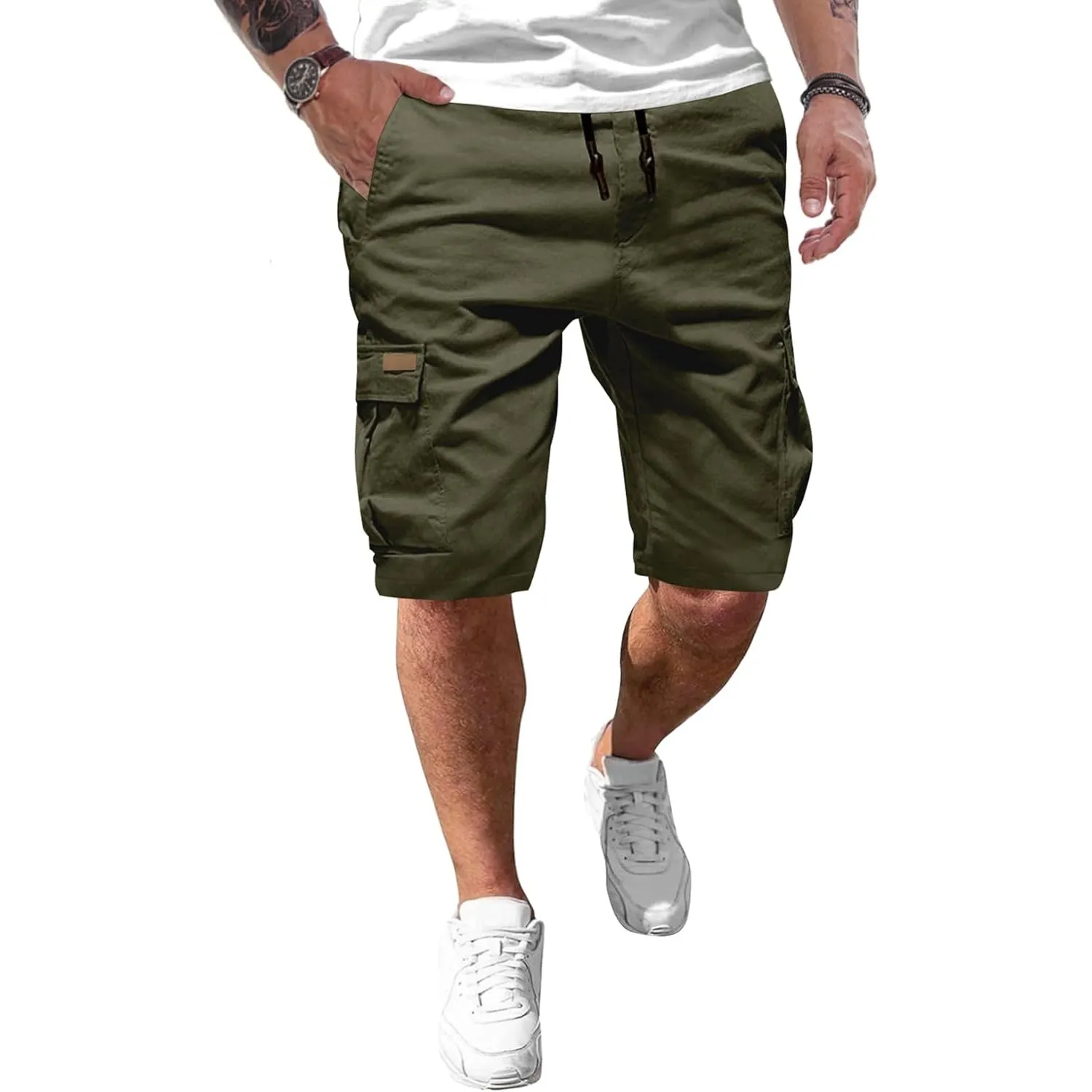 JMIERR Kurze Hosen Herren Baumwolle Cargo Shorts Herren Sommer Freizeithose mit Taschen