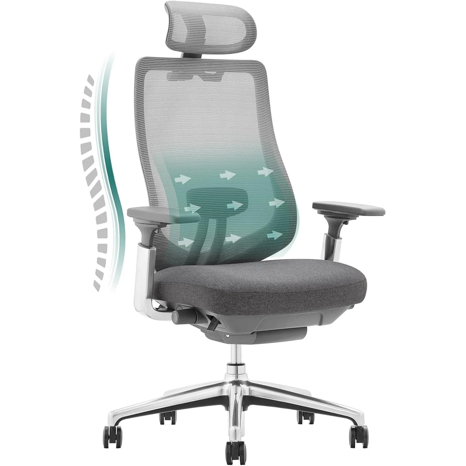 COLAMY XK Atlas Ergonomischer Netz-Bürostuhl, Chefsessel mit hoher Rückenlehne, Verstellbarer Kopfstütze und 4D-Armen, …