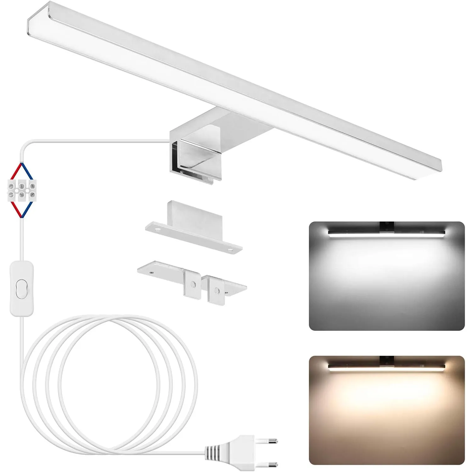 NIORSUN Spiegelleuchte Bad LED 12W 40cm, Zweifarbige Temperatur 4000K 6000K, 1100LM, IP44 Wasserdicht Badezimmer Lampe …