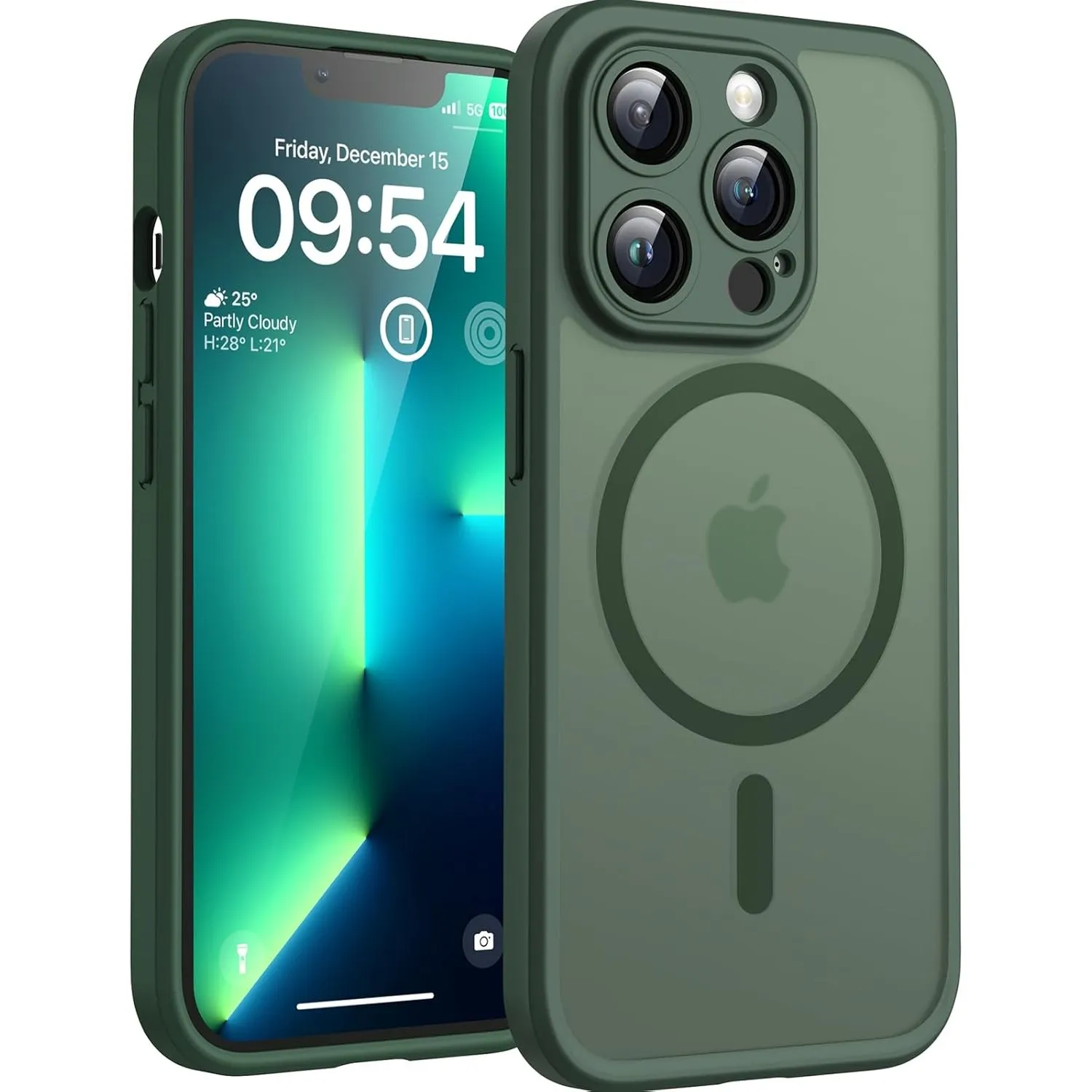 TOCOL für iPhone 13 Pro Max Hülle, Kompatibel mit MagSafe, Alpengrün