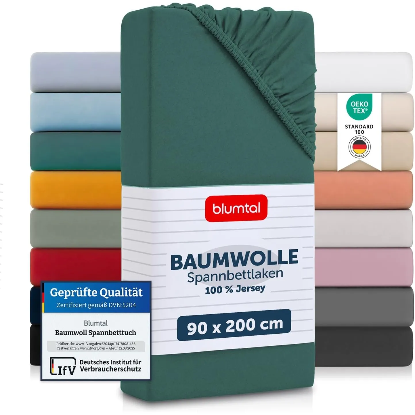 Blumtal® Baumwolle Spannbettlaken 90x200x30cm Basics Jersey - Bettlaken Oeko-TEX zertifiziertes Spannbetttuch 90x200cm …