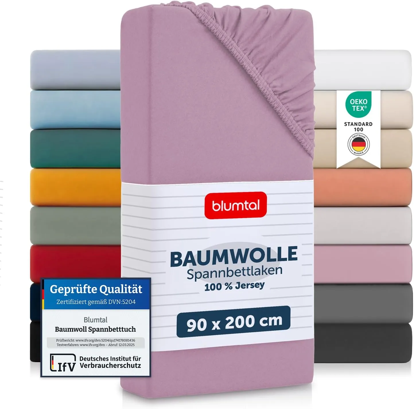 Blumtal Cotton Fitted Sheet 90 x 200 cm Basics Jersey Oeko-Tex Certified Fitted Sheet Mattress Cover 90 x 200 cm Duvet …
