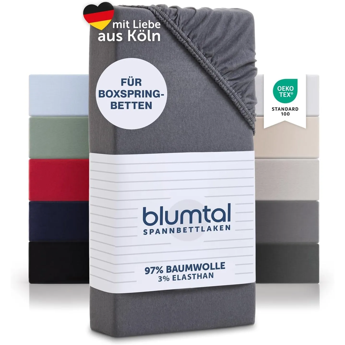 Blumtal® Basics Spannbettlaken für Boxspring 200x200x45cm Jersey - Bettlaken aus 100% Baumwolle - Oeko-TEX zertifiziert…
