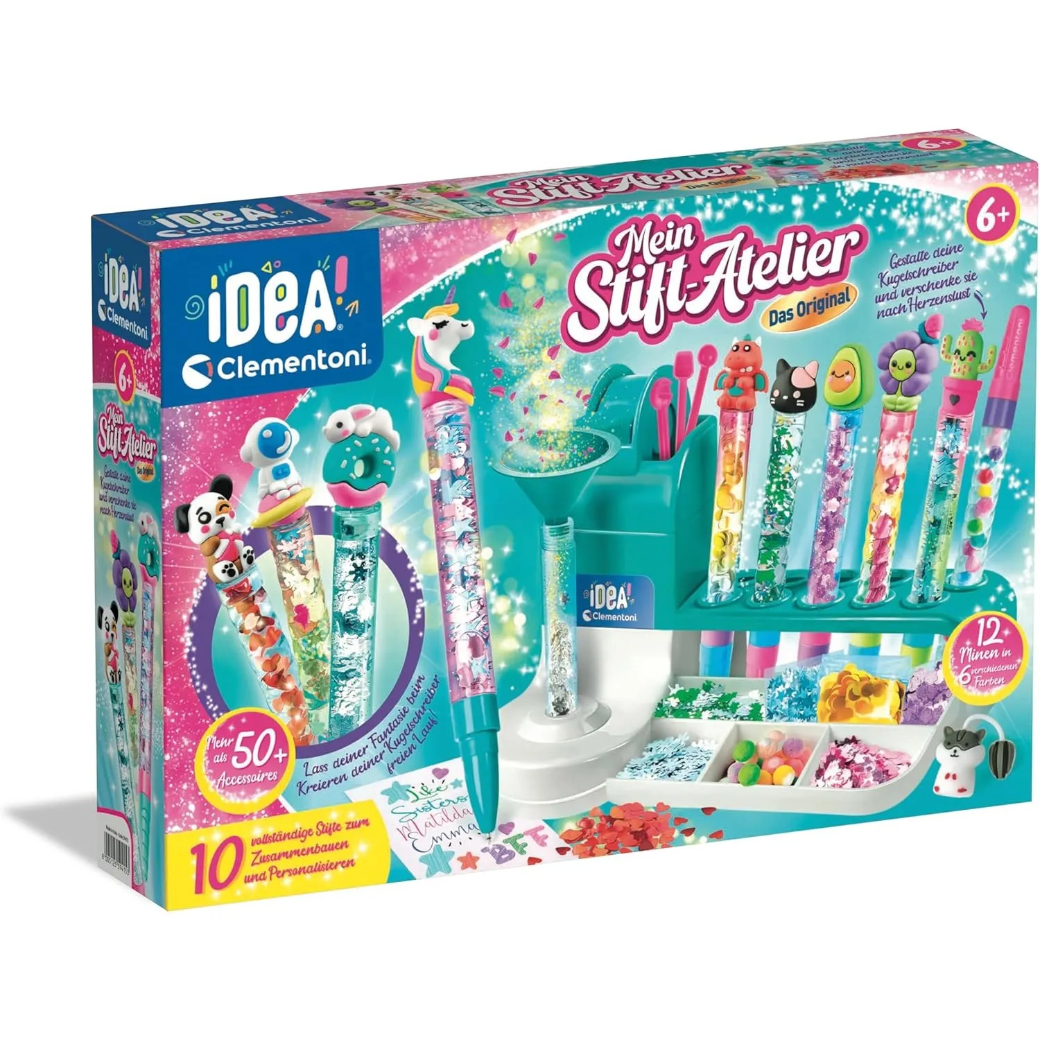 Clementoni Idea Stift-Atelier mit über 50 Accessoires - DIY Stifte-Set mit über 50 Accessoires - Bastelset zum Stifte s…