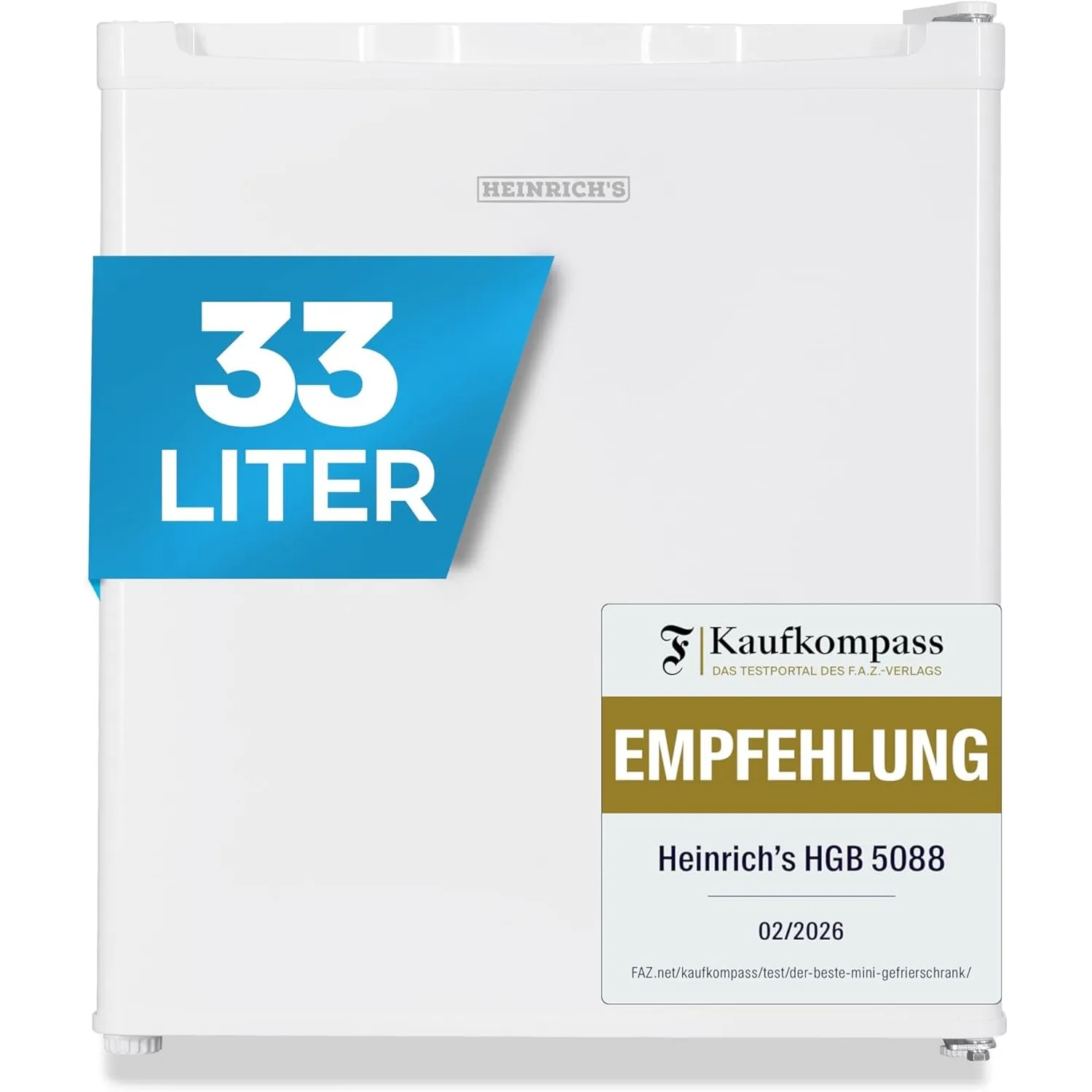 Heinrich´s Mini Gefrierschrank 33L -18°C klein leise 40db Gefrierbox Wechselbarer Türanschlag Mini Gefrierschrank Perfe…