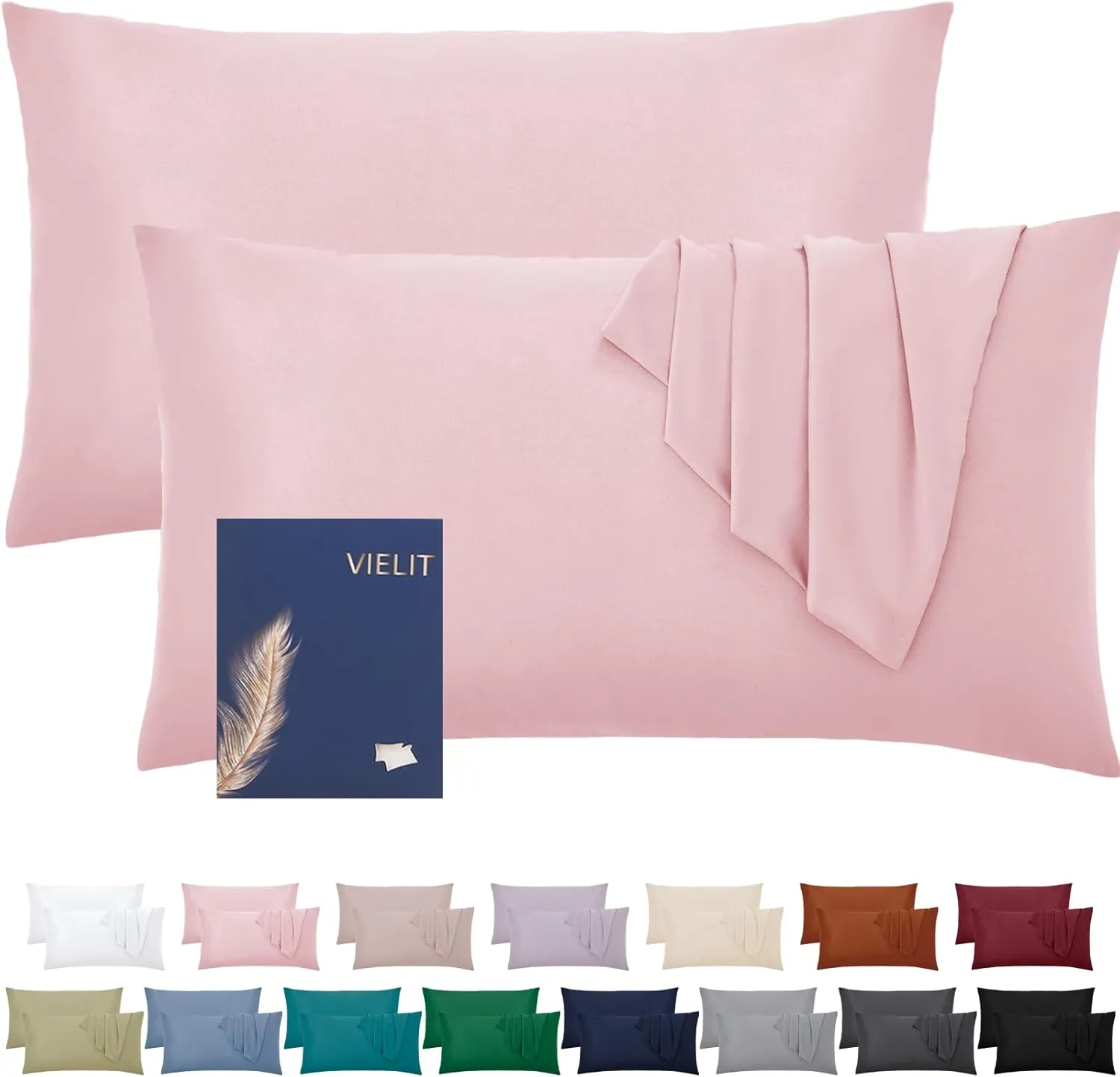 Vielit Cushion Cover 40 x 60 cm, with OEKO-TEX Certificate, Soft Cushion Covers, Set of 2 Microfibre Cushion Covers, Pi…
