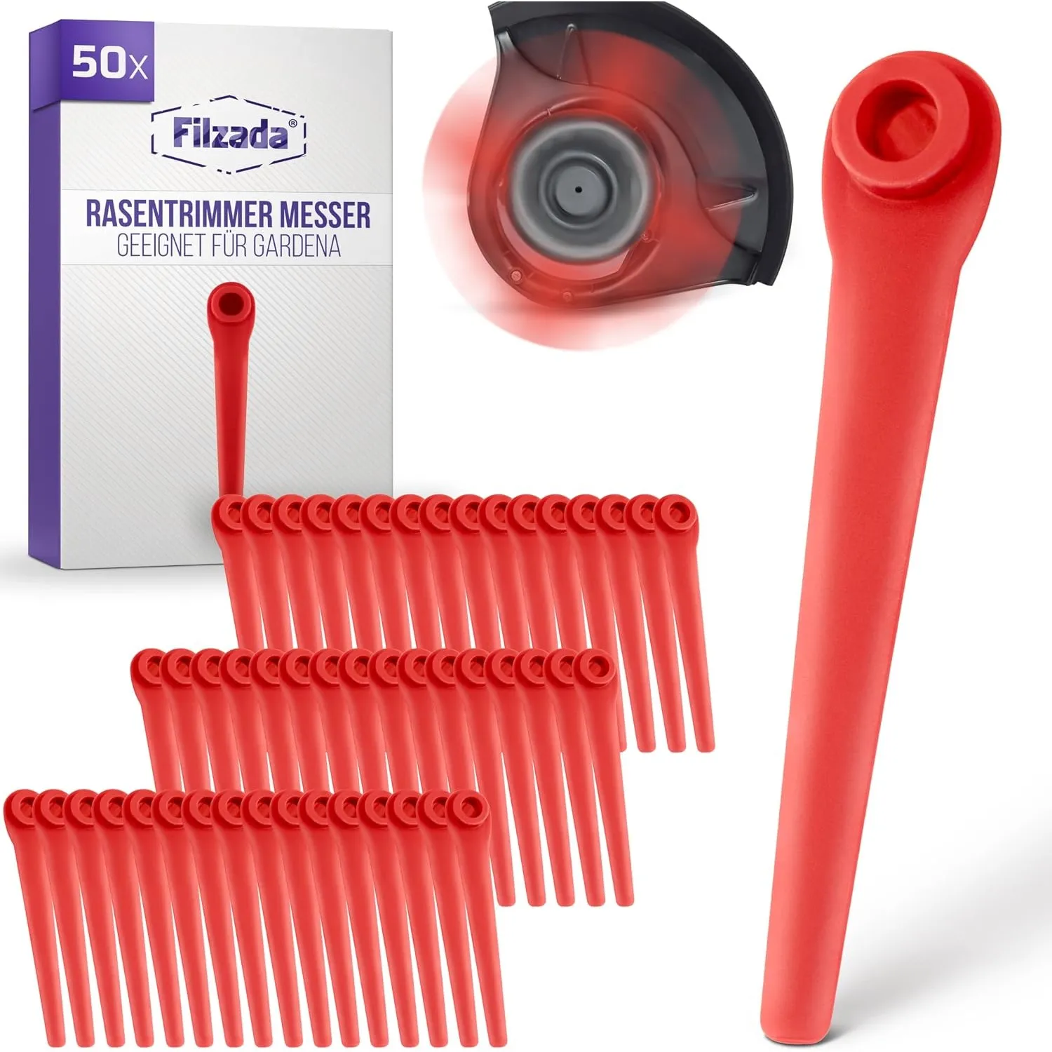 Filzada® 50x Rasentrimmer Messer geeignet für Gardena Kantenschneider