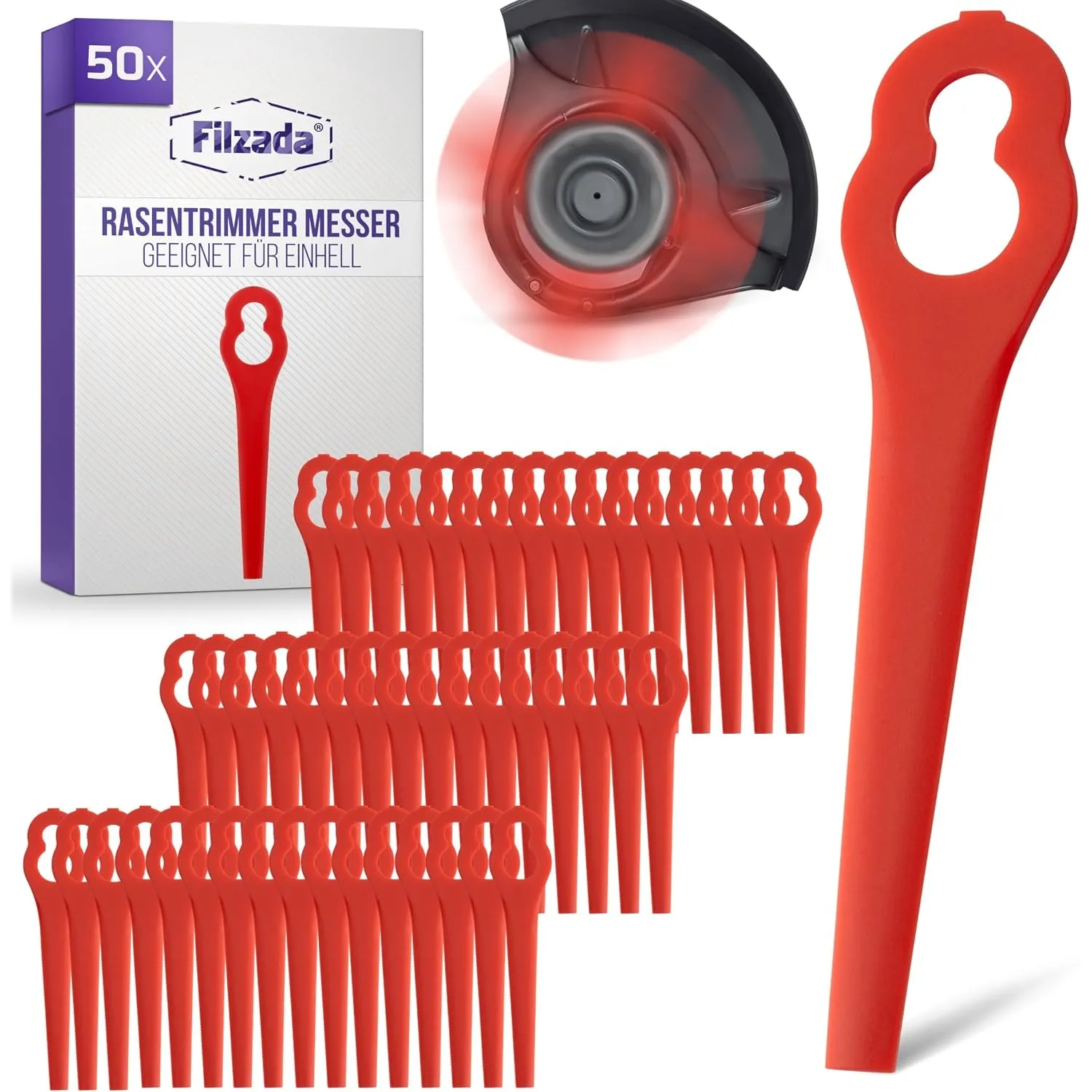 Filzada® 50x Rasentrimmer Messer geeignet für Einhell Trimmer Ersatzmesser