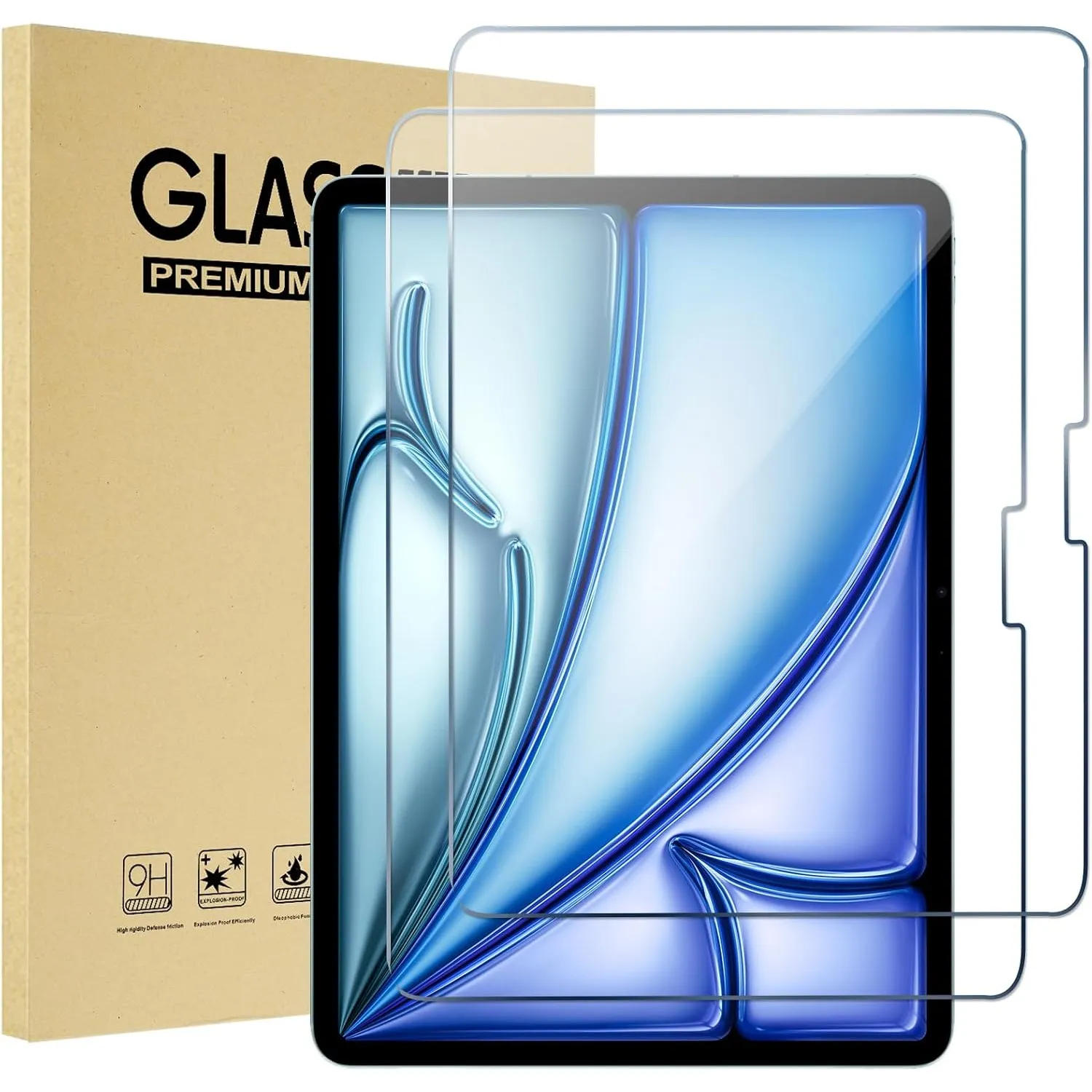 ProCase 2 Stück 9H Schutzglas iPad Air 11 Zoll M4/M3/M2 6./7./8. Gen