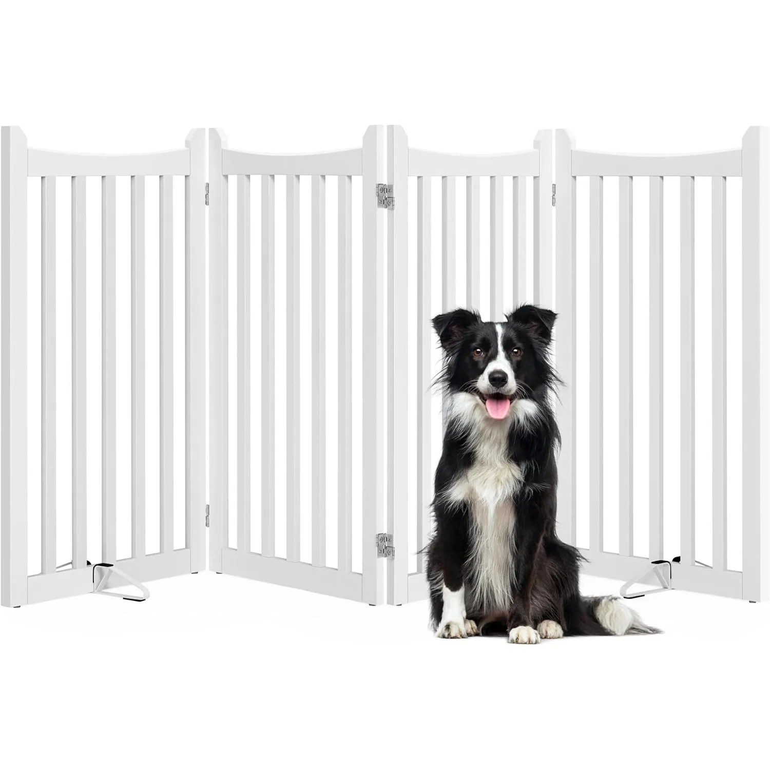Yaheetech Absperrgitter Hund Schutzgitter, HxB: 90,5 x 201,5 cm, Hundegitter Wohnung mit 2 Stützfüßen, Faltbares Schutz…
