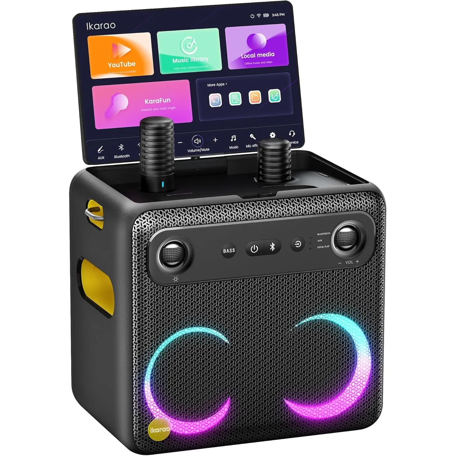 Ikarao Break X2 Karaoke-Maschine, Tragbare Karaokeanlage mit 10,1-Zoll-Touchscreen, 2 Mikrofonen, 300 W Bluetooth-Lauts…