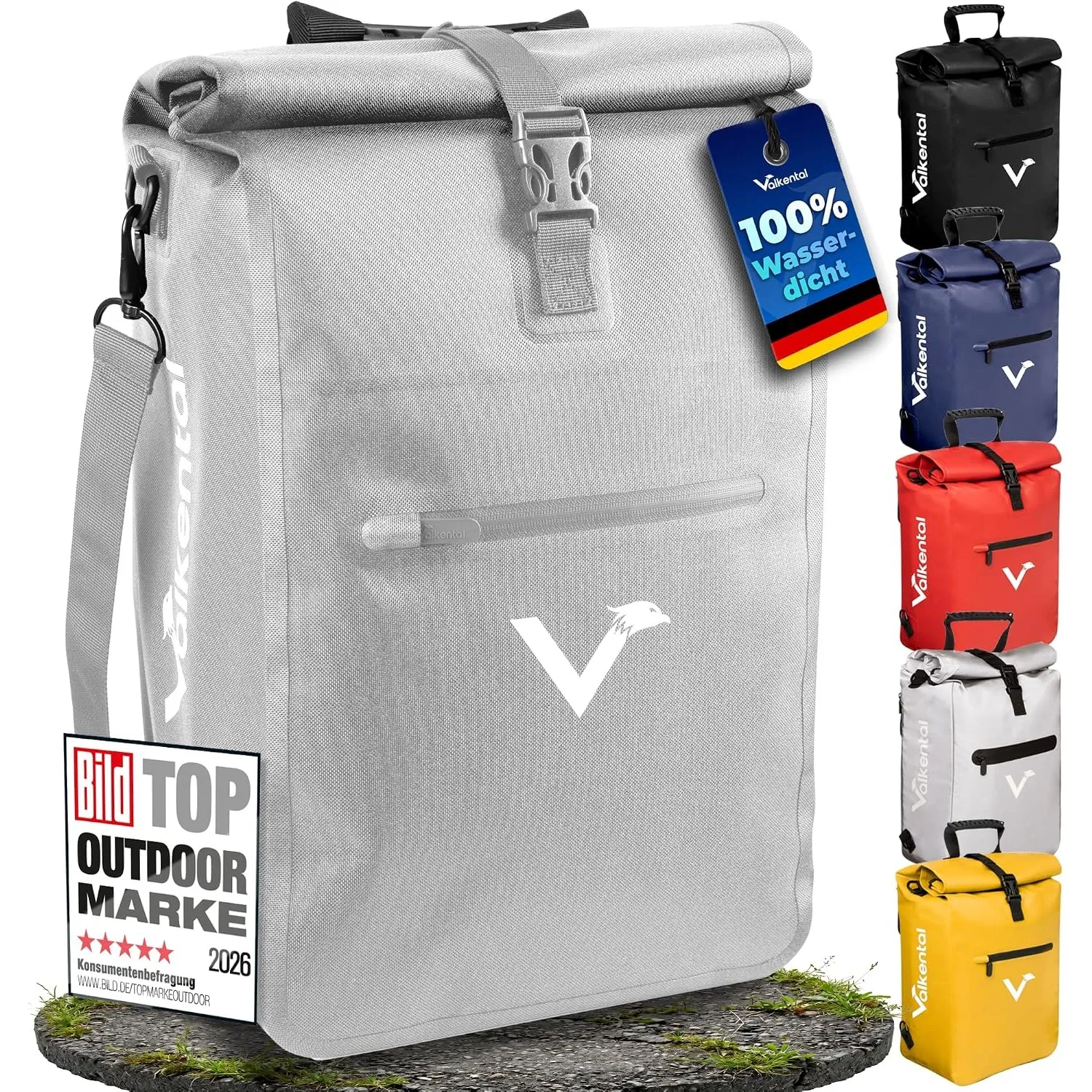 Valkental® 3in1 Fahrradtasche [Bis 25L] - Das Original - Geeignet als Gepäckträgertasche, Rucksack und Umhängetasche - …