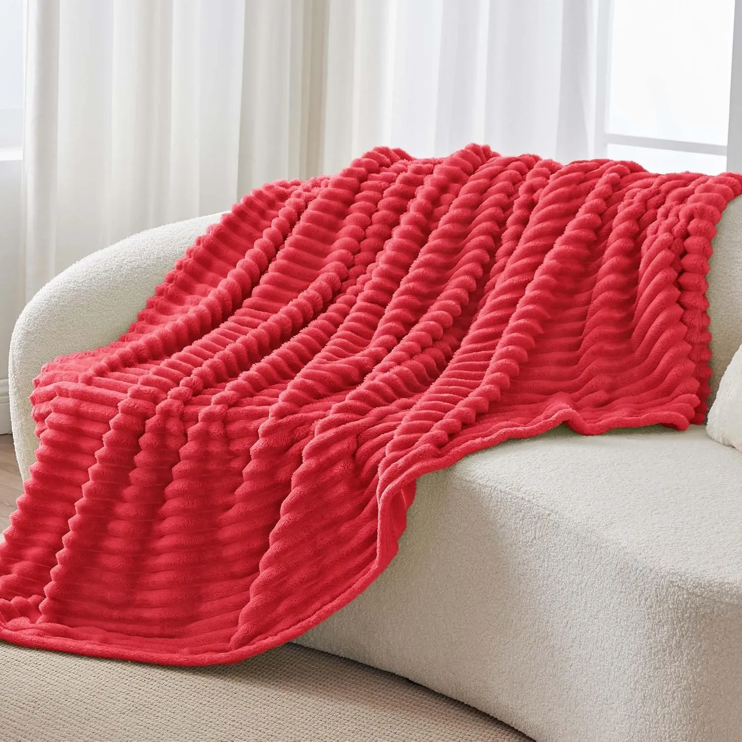 BEDELITE Kuscheldecke Flauschig Deko Decke für Sofa, Rot, 125x150
