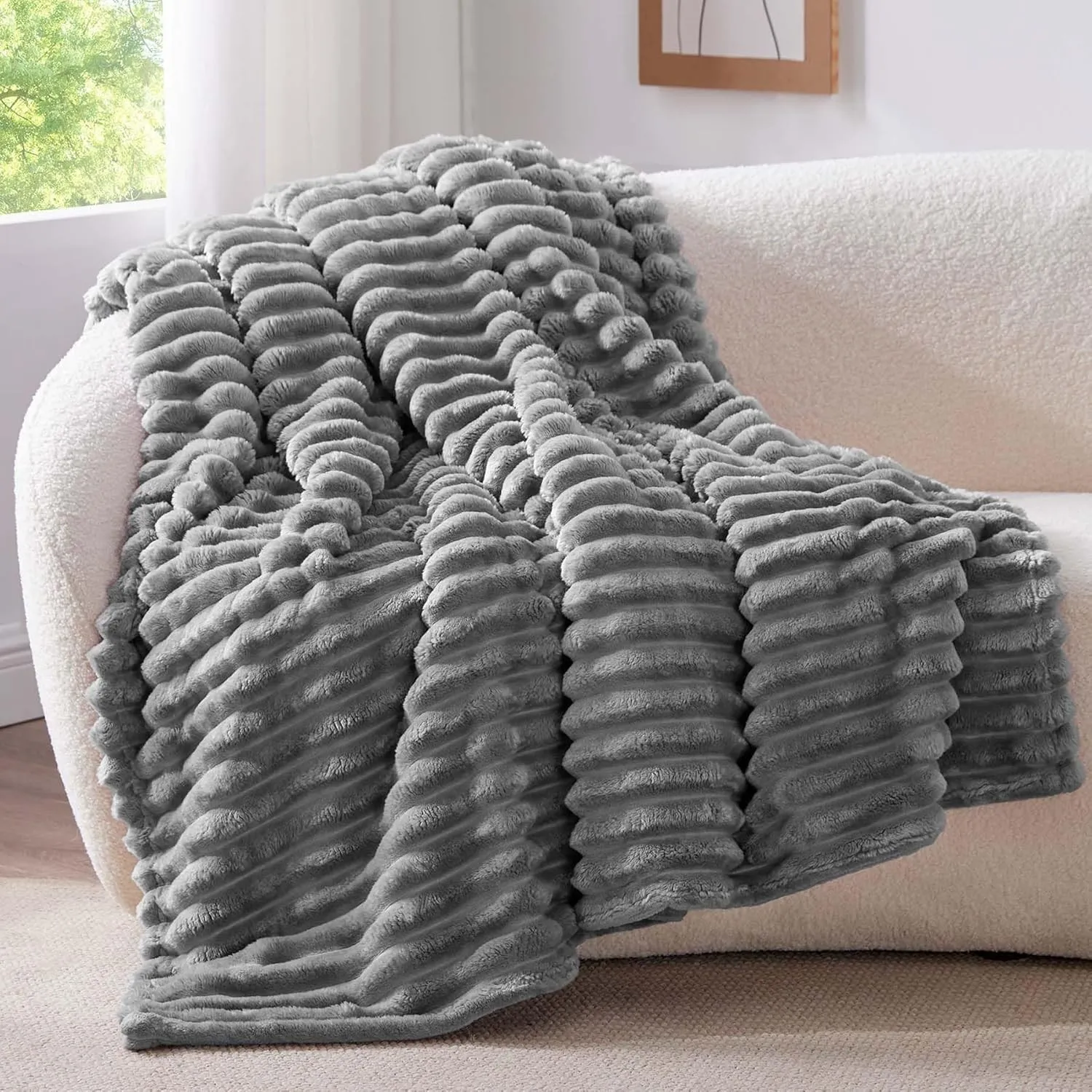 BEDELITE Kuscheldecke Flauschig Deko Decke für Couch, Grau, 150x200