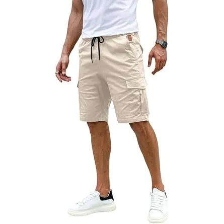 Elegancity Kurze Hosen Herren Cargo Shorts Sommer Freizeithose Kurze Elastische Taille Chino Shorts Mit 6 Taschen S-XXL