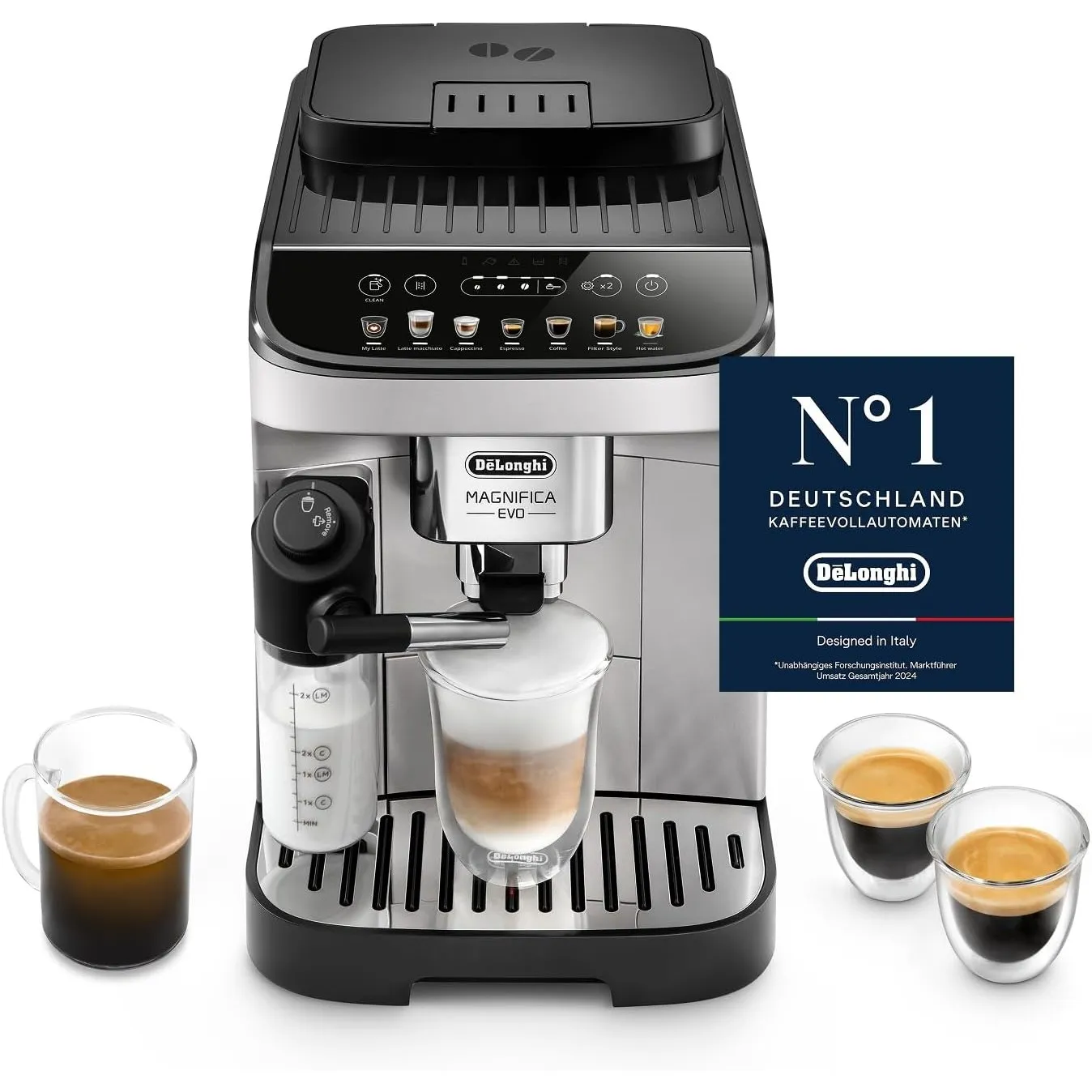 De'Longhi Magnifica Evo - Kaffeevollautomat 7 Getränke Silber-Schwarz