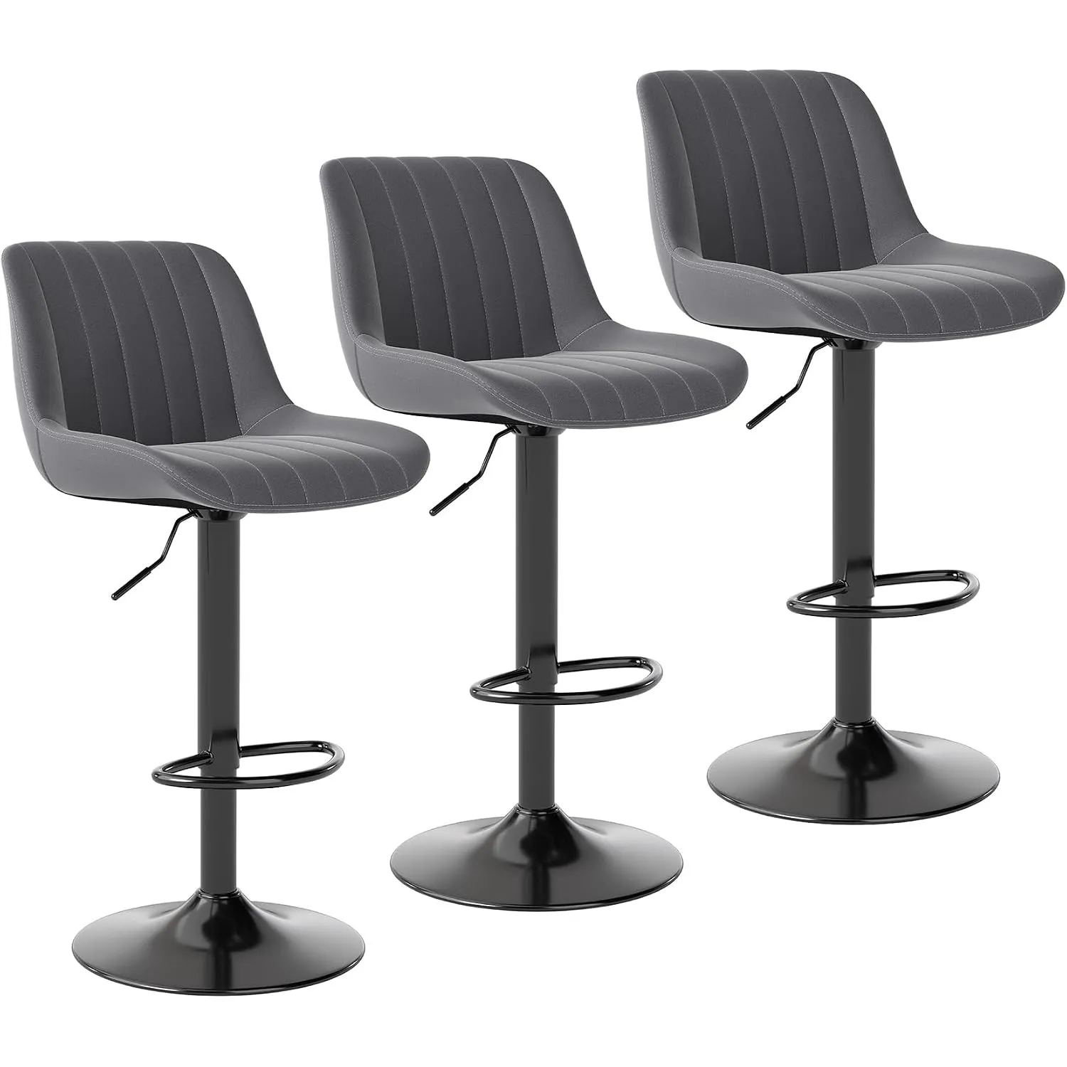 Youhauchair Barhocker 3er Set, Drehbare Barhocker mit Lehne, Dunkelgrau