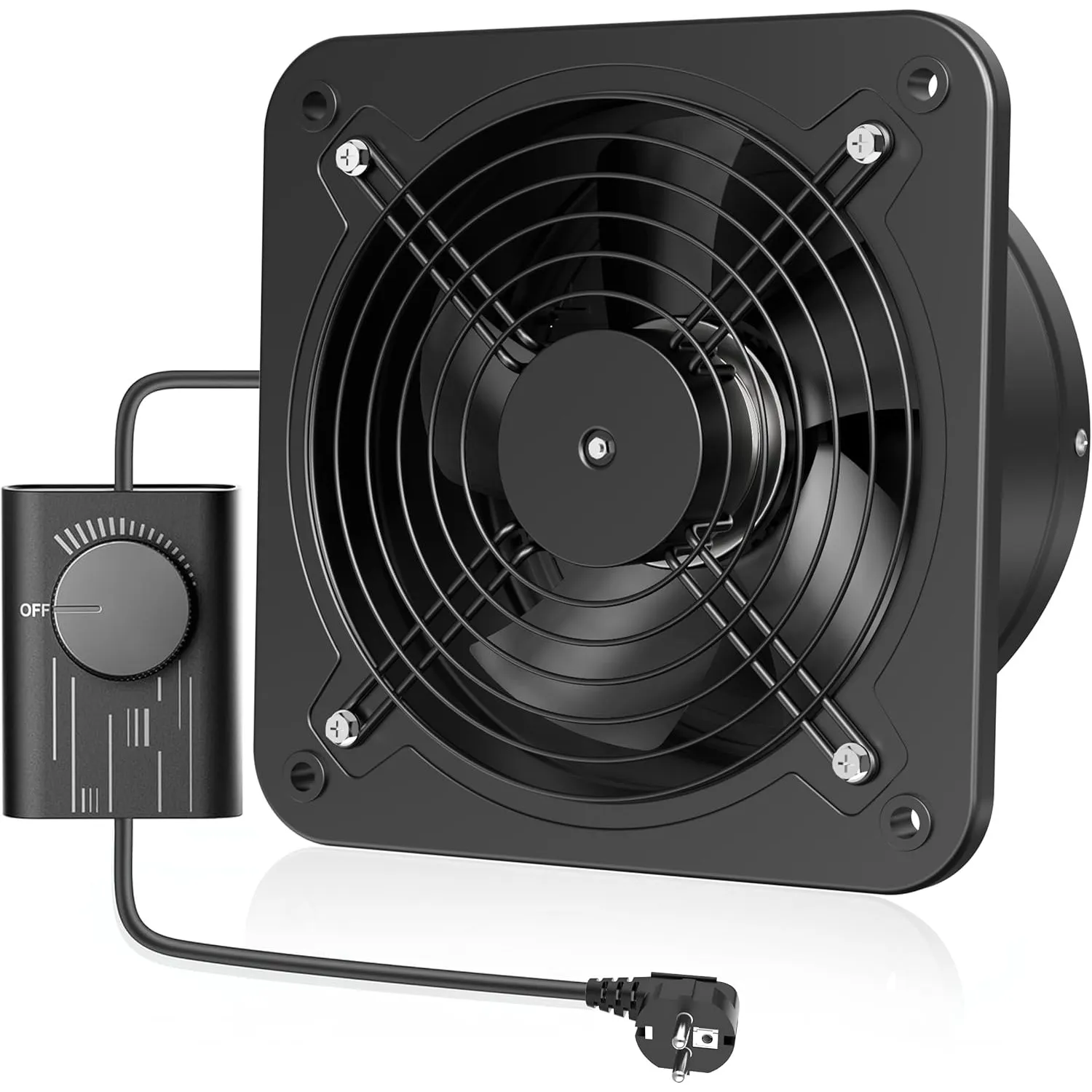 Hon&Guan Industriell Abluftventilator 200mm mit Geschwindigkeitsregler, Badlüfter Metal Leise mit Rücklaufklappe EU-Ste…
