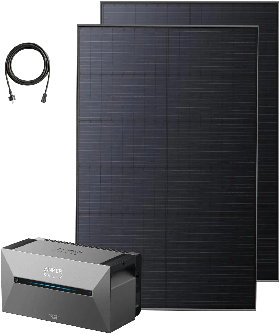 Anker SOLIX 2 Pro 0% VAT, Balkonkraftwerk mit Speicher, 890W/1600Wh LiFePO4, 2× 445W Bifazial Panel, 4 MPPTs 2400W Eing…