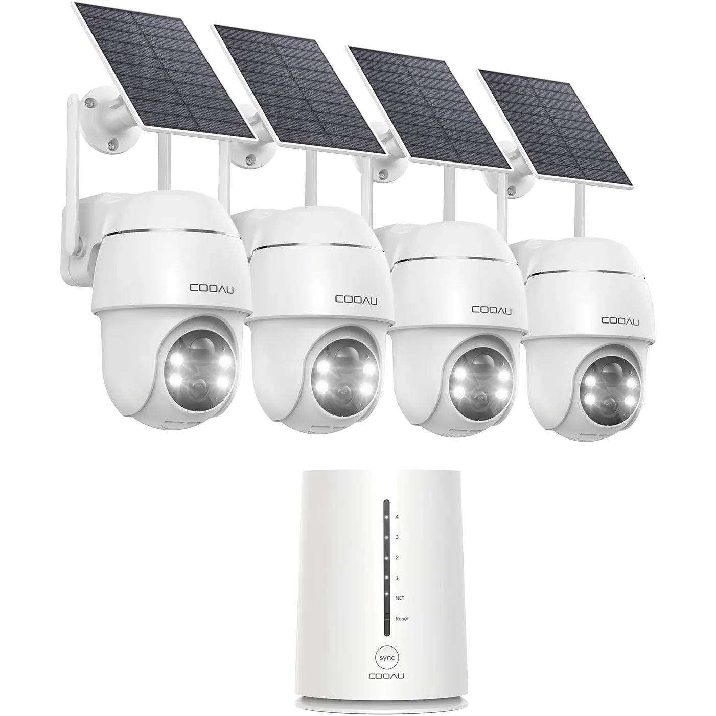 COOAU 4MP 64GB Überwachungskamera Aussen Akku Solar - 4er Kabelloses Set | 365Tage mit Solarpanel - 2.5K Kabellos Kamer…