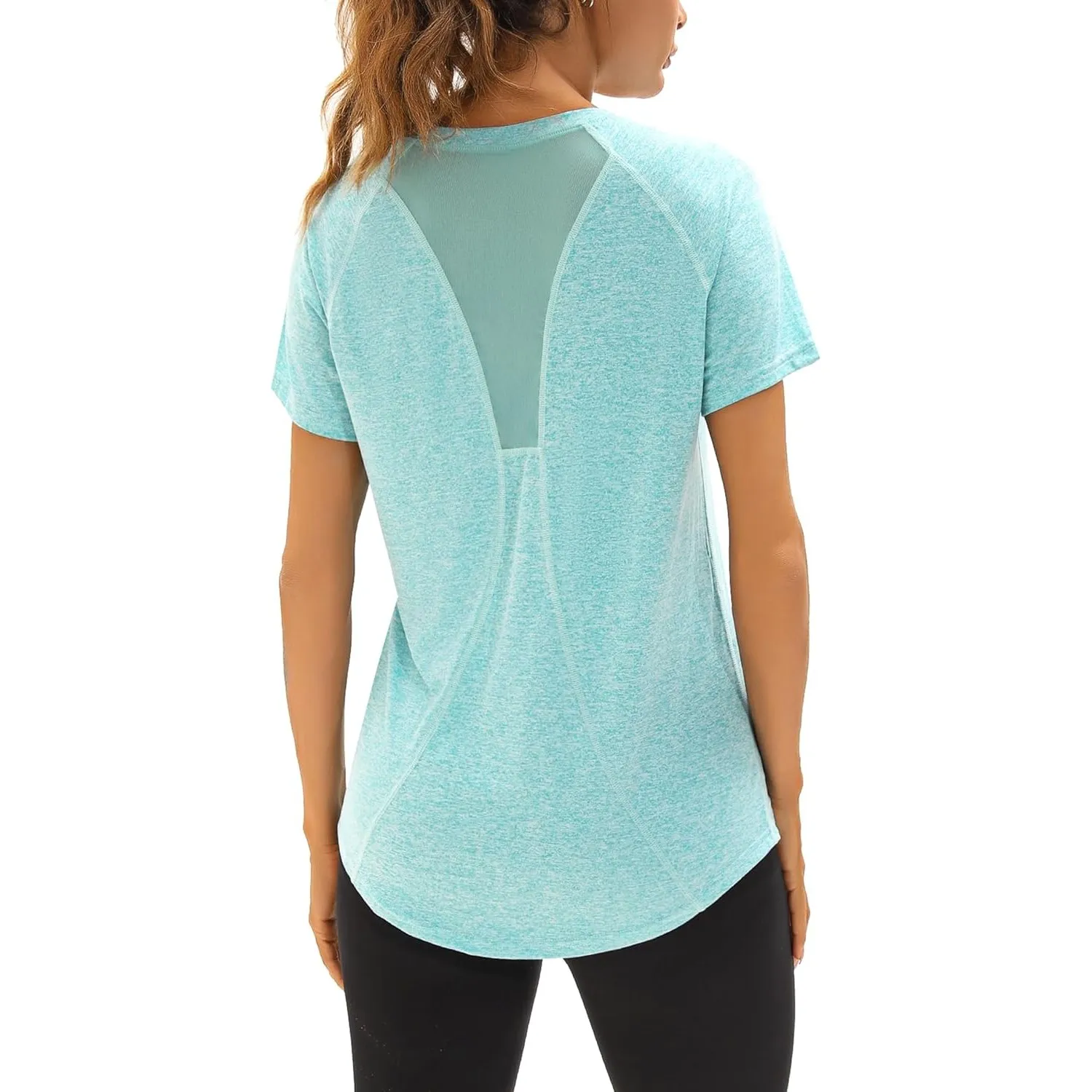 UV Sportshirt Damen Kurzarm V-Ausschnitt Sommer T-Shirts Mesh Rücken | Leicht, Atmungsaktiv, Schnelltrocknend, Mesh-Rüc…