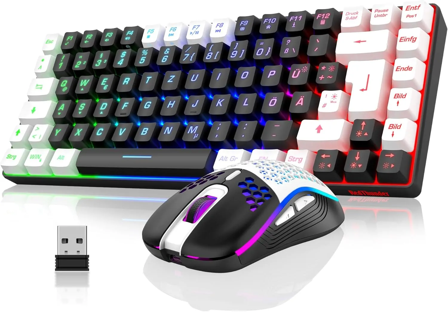 RedThunder 75% Kabelloses Gaming Tastatur und Maus Set, DE TKL Layout, 85 Tasten, Wiederaufladbar Kompakt, Ultraleicht …