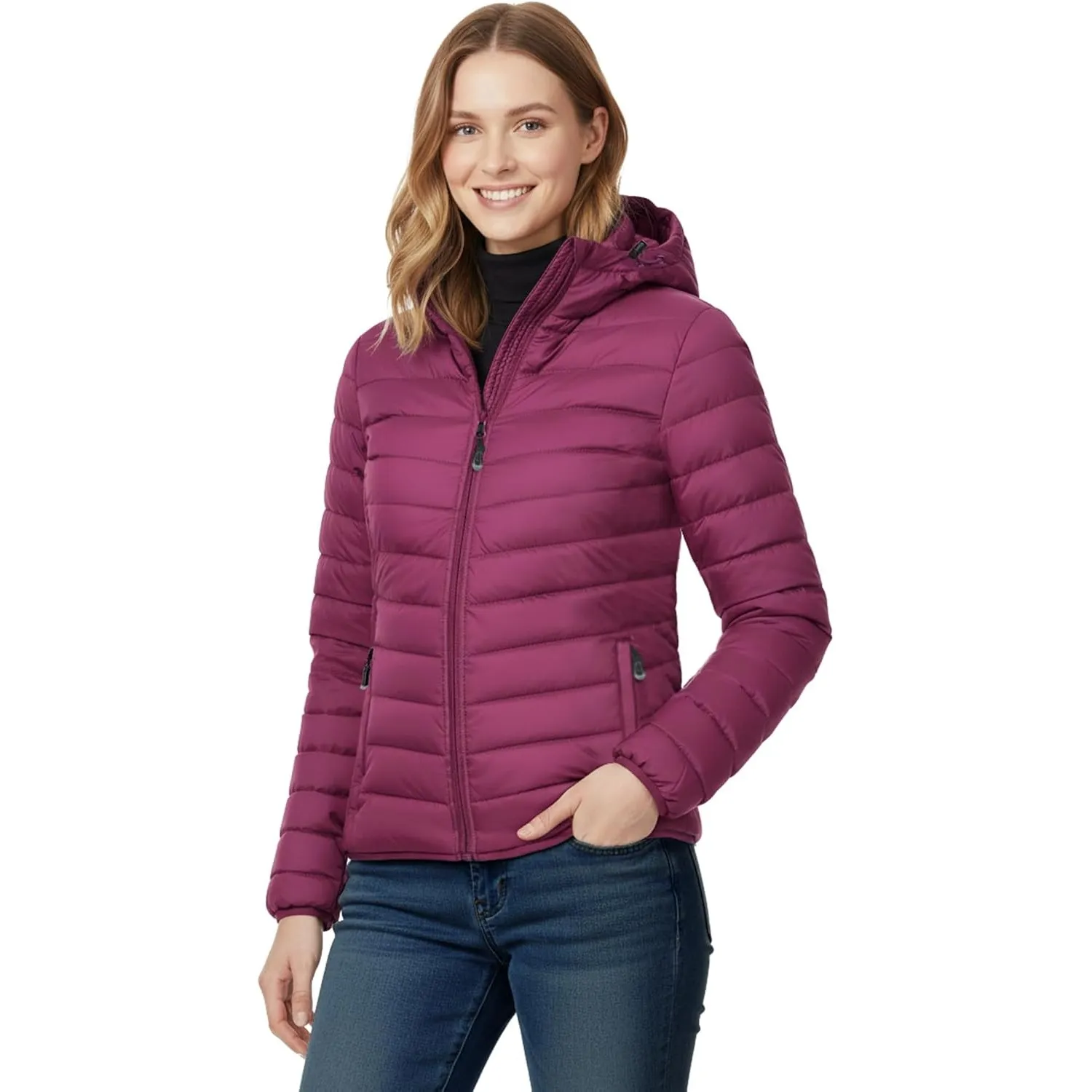 33,000ft Damen Leichte Steppjacke Packbare Übergangsjacke mit Kapuze