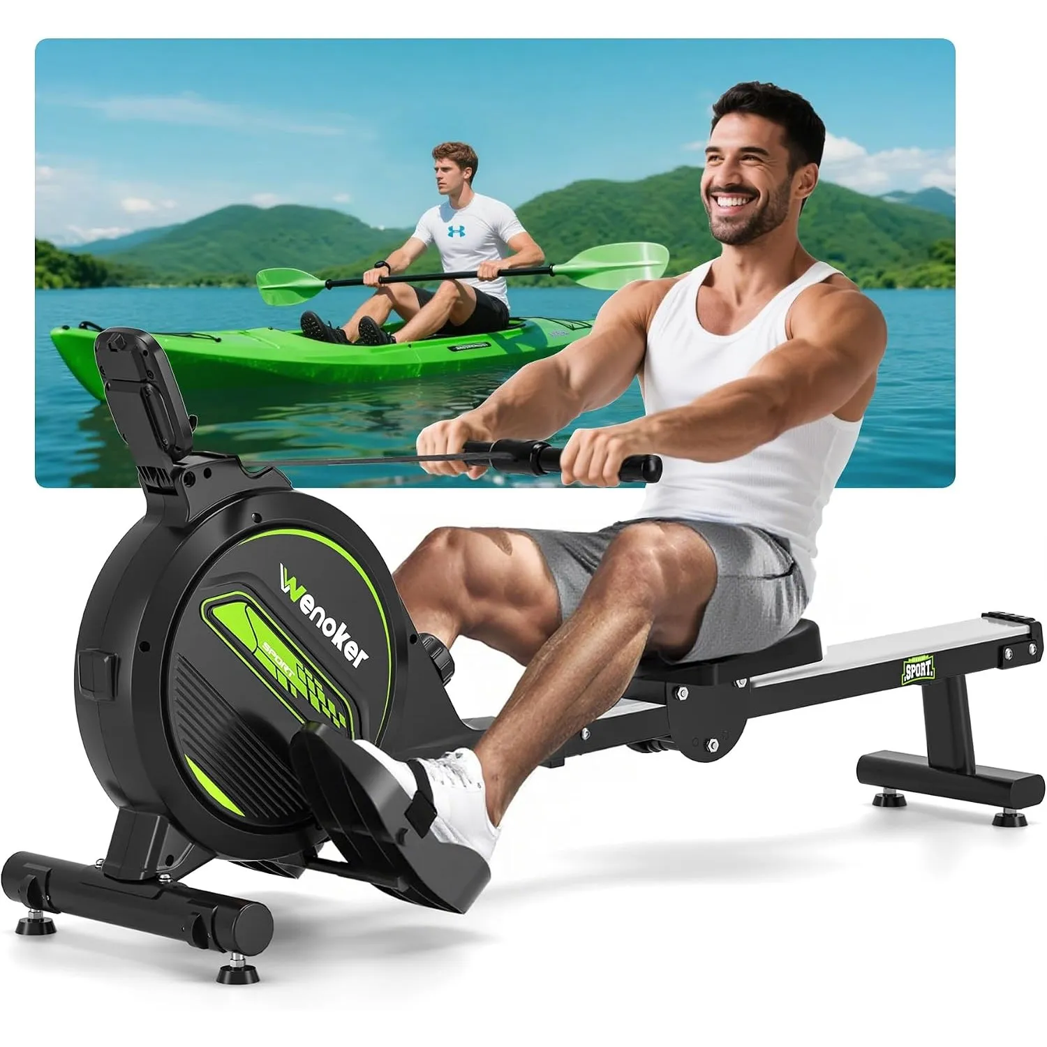 WENOKER Rudergerät für Zuhause: <30dB Leises Fitnessgerät für Wohnungen