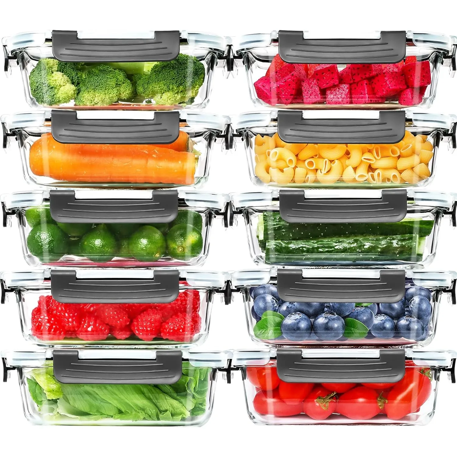 Skroam Glas-Frischhaltedosen 20 Stück 640ml [10 Behälter + 10 Deckel] - Meal Prep Boxen für Lebensmittel - Transparente…