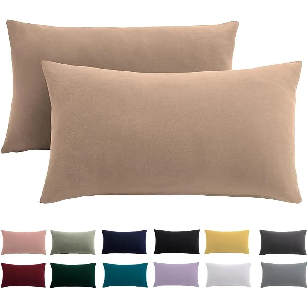 Kissenbezug 40x60 2er Set - Kopfkissenbezug 40 x 60 cm Beige Für Kissen 100% Mikrofaser Kissenhülle Bügelfrei & Knitter…
