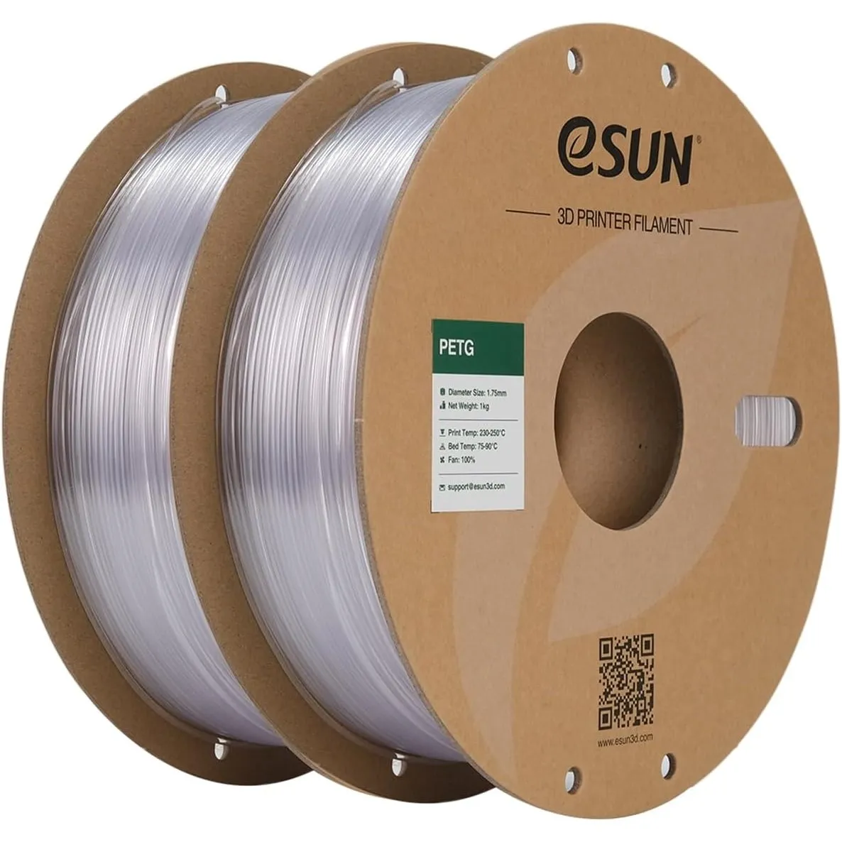 eSUN PETG Filament 1.75 mm, PETG 3D Printer Filament, Measurement Accuracy +/- 0.03 mm, 1KG pro Spule, 2 Spulen 3D Druc…