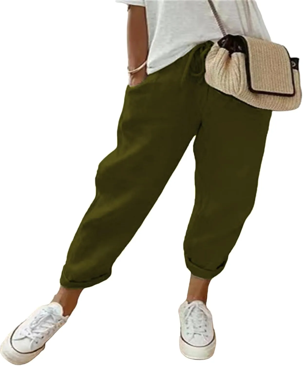Women's Linen Trousers Casual Lightweight Summer Trousers Comfortable Airy Trousers Leisure Trousers Beach Trousers wit…
