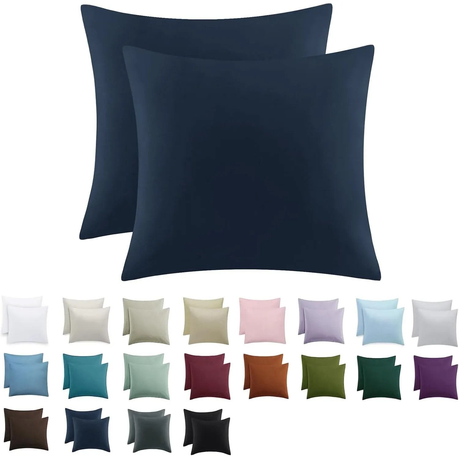 Kissenbezug 80x80 2er Set - Kopfkissenbezug 80 x 80 Dunkelblau mit Reißverschluss aus Mikrofaser Weich, 80x80cm Blau Pi…