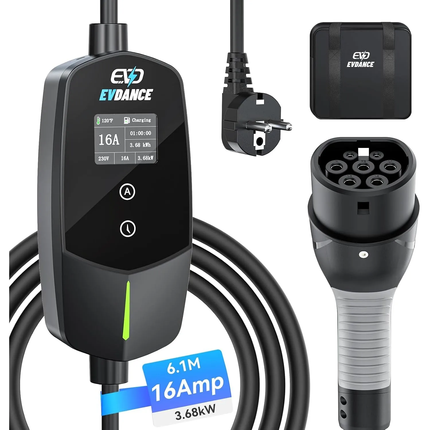 EVDANCE Typ 2 Ladekabel Schuko für Elektroauto & Hybrid