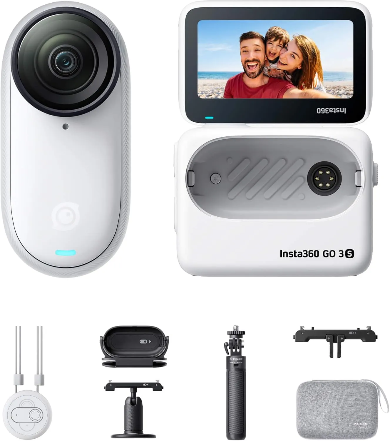 Insta360 GO 3S Reise-Bundle - Tragbare 4K Mini-Kamera, Freihand-POVs, Überall anbringbar, Stabilisierung, 140 min Akku,…