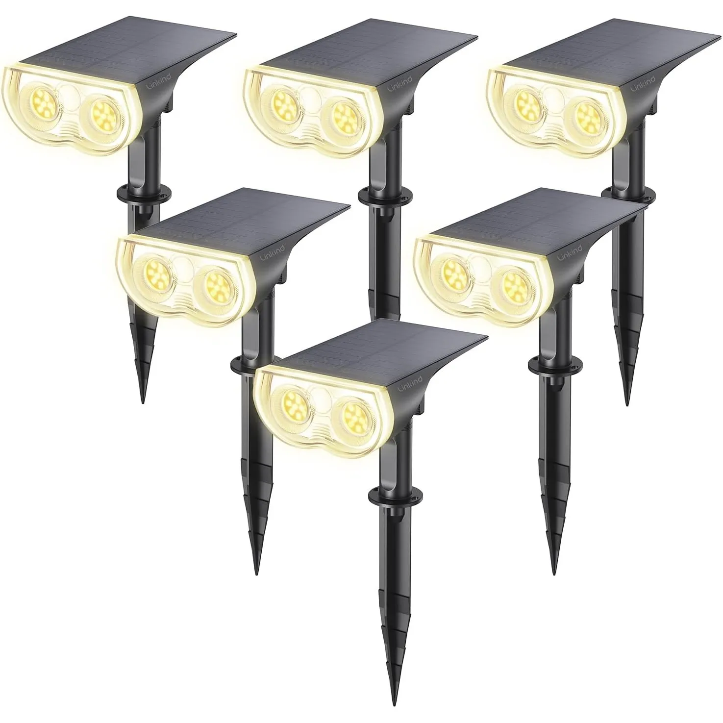 Linkind Solarlampen für Außen Garten 800Lm, 3000K Warmweiß Solar Strahler, IP65 Wasserdicht Gartenleuchten 22-LEDs, 3 H…